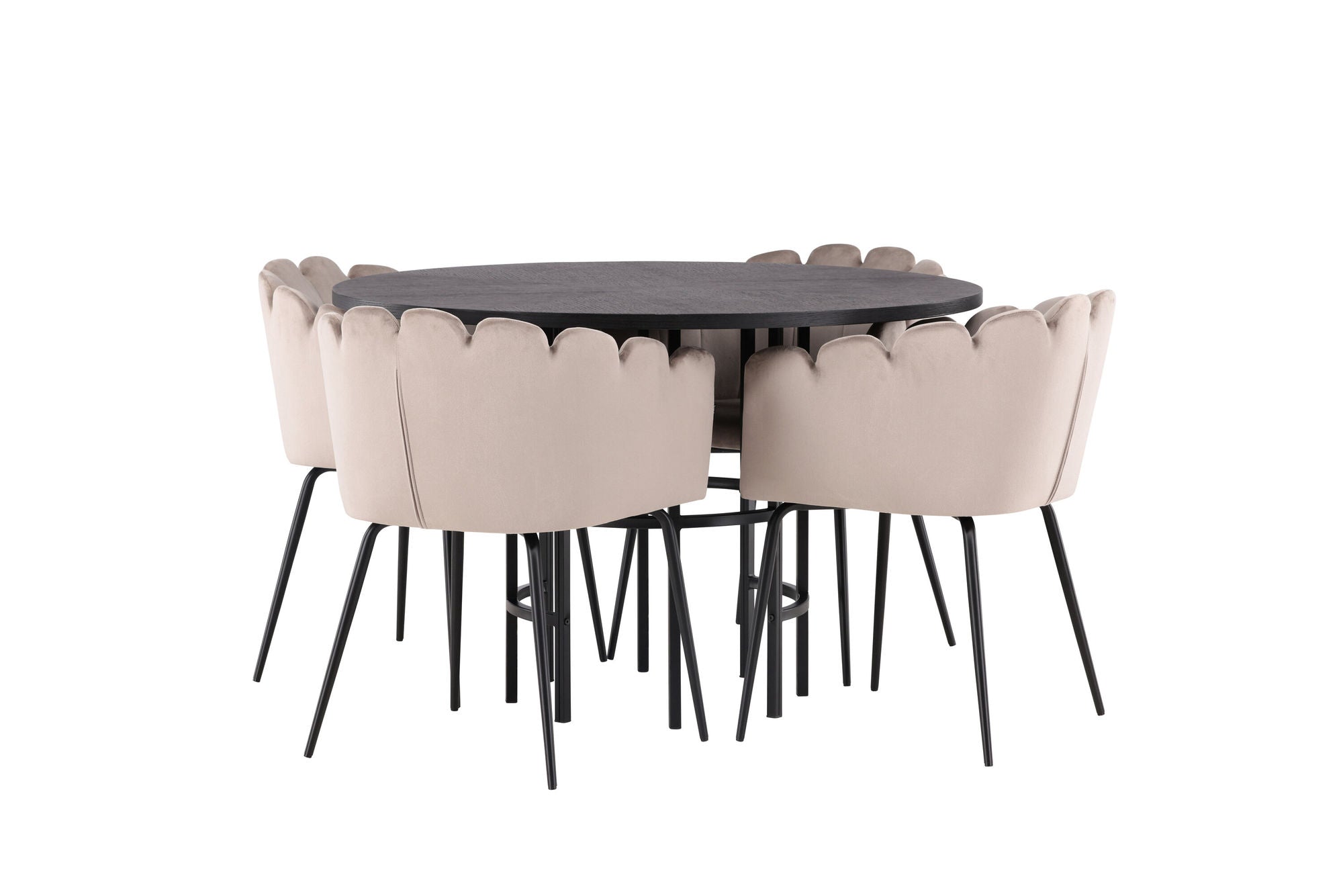 Venture Home Copenhagen spisebord - Black / Black Veneer +Limhamn stol - Black / Beige Velvet _4