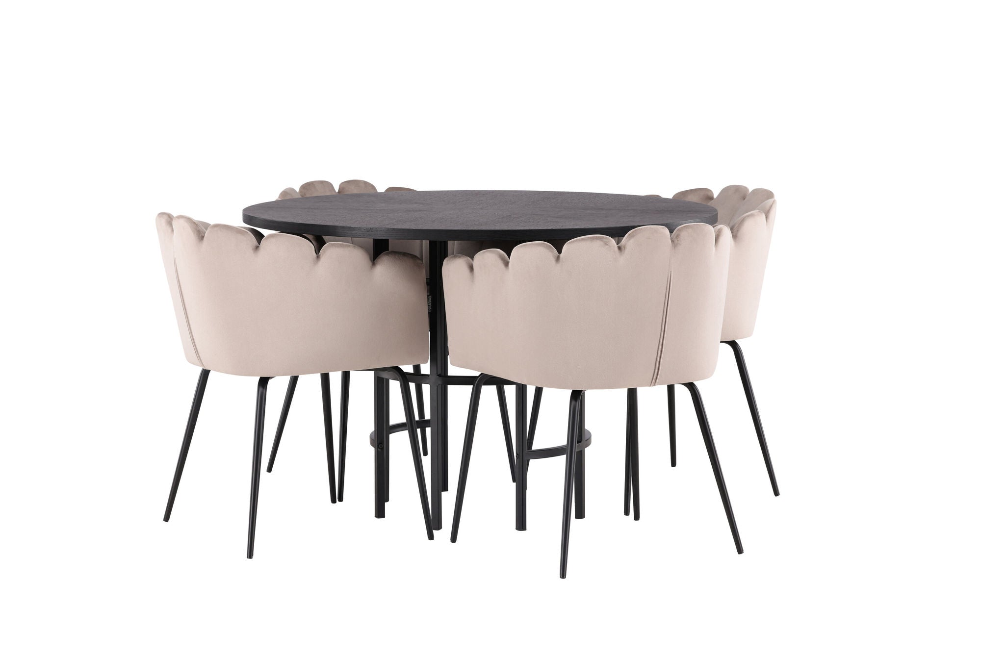 Venture Home Copenhagen spisebord - Black / Black Veneer +Limhamn stol - Black / Beige Velvet _4