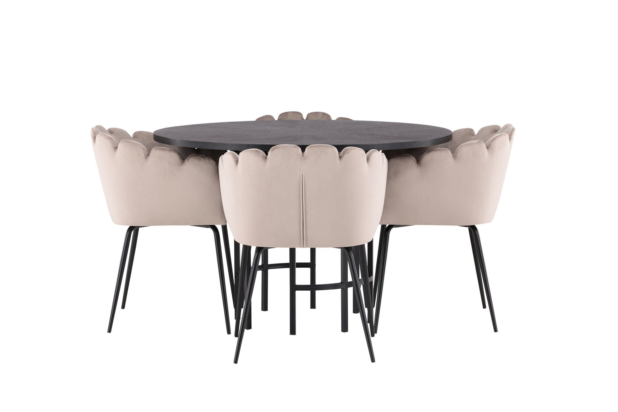 Venture Home Copenhagen spisebord - Black / Black Veneer +Limhamn stol - Black / Beige Velvet _4