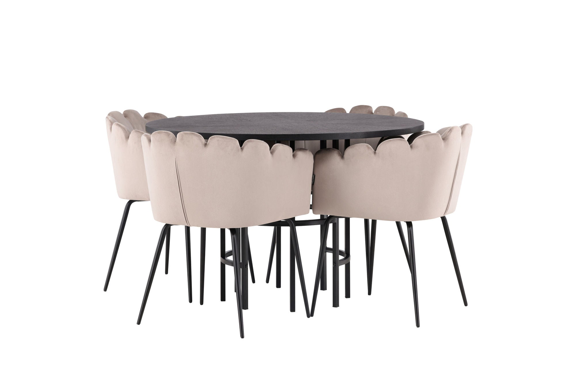 Venture Home Copenhagen spisebord - Black / Black Veneer +Limhamn stol - Black / Beige Velvet _4