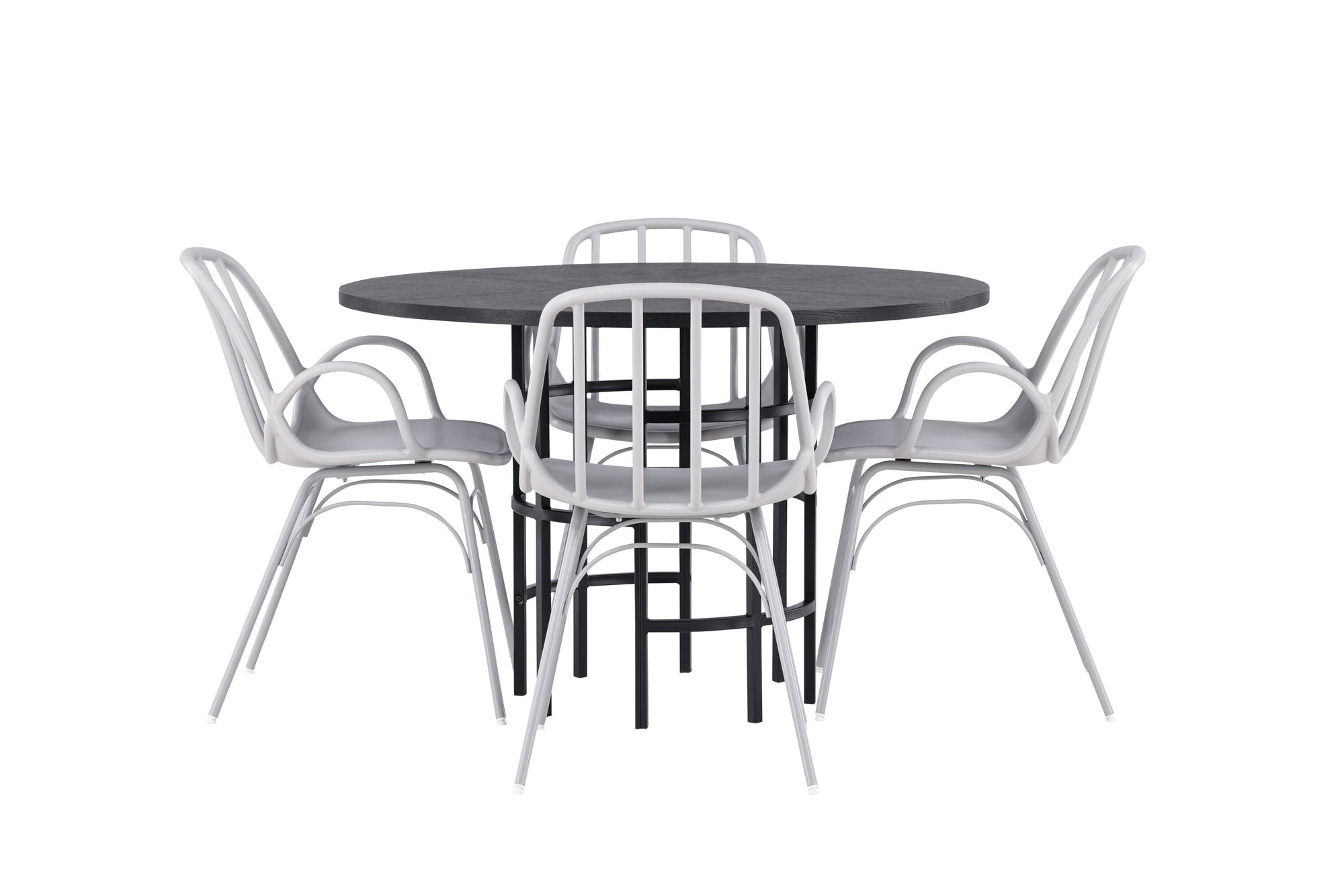Venture Home Copenhagen spisebord - Black / Black Veneer +Dyrön Spisebordsstol - Greige Polypropylene _4