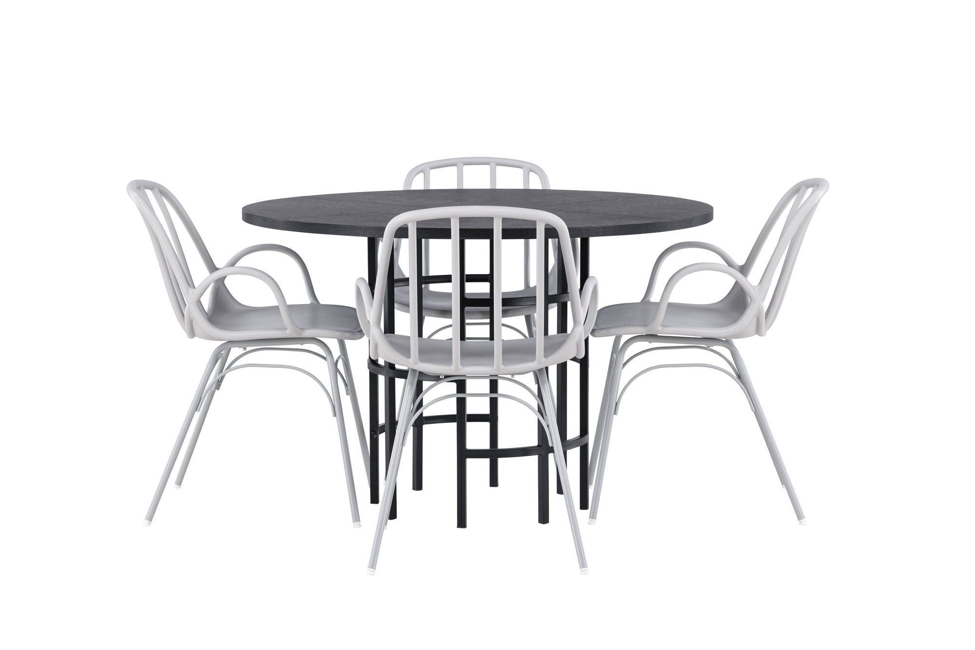 Venture Home Copenhagen spisebord - Black / Black Veneer +Dyrön Spisebordsstol - Greige Polypropylene _4