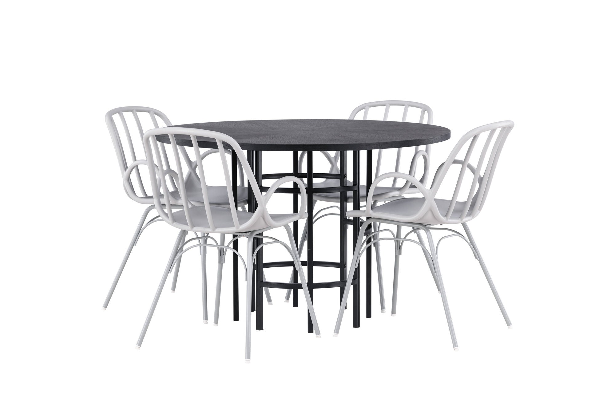 Venture Home Copenhagen spisebord - Black / Black Veneer +Dyrön Spisebordsstol - Greige Polypropylene _4