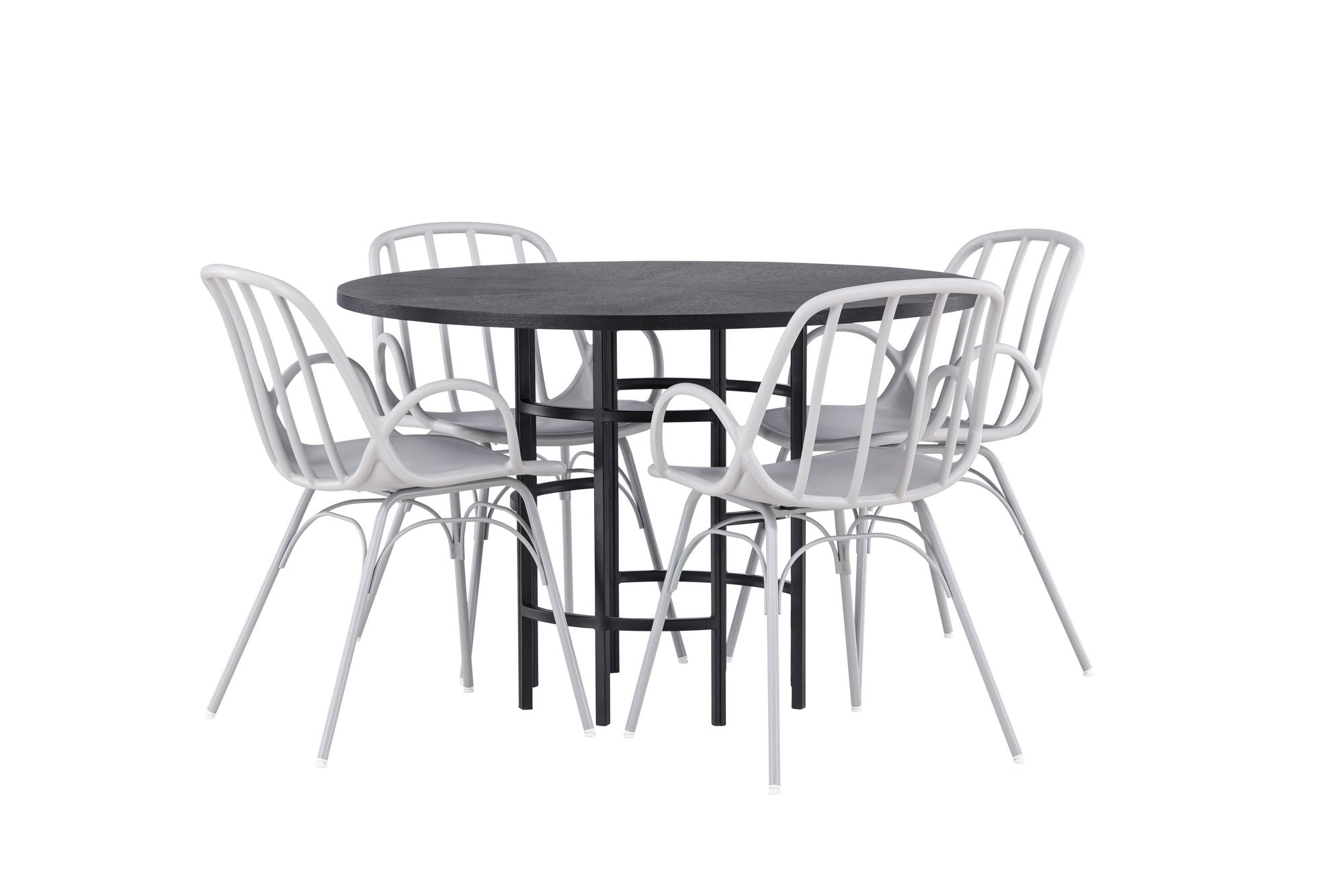 Venture Home Copenhagen spisebord - Black / Black Veneer +Dyrön Spisebordsstol - Greige Polypropylene _4