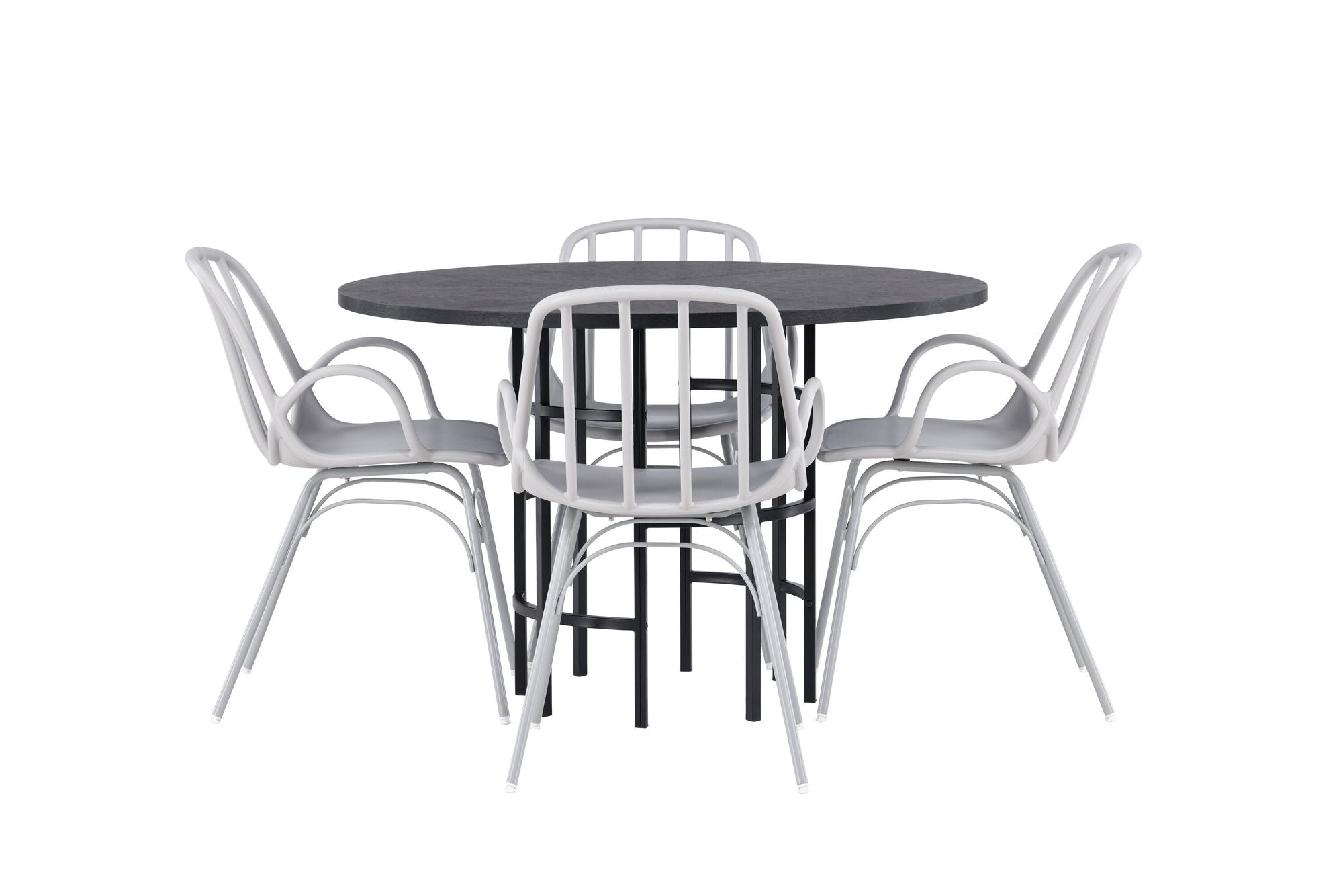 Venture Home Copenhagen spisebord - Black / Black Veneer +Dyrön Spisebordsstol - Greige Polypropylene _4