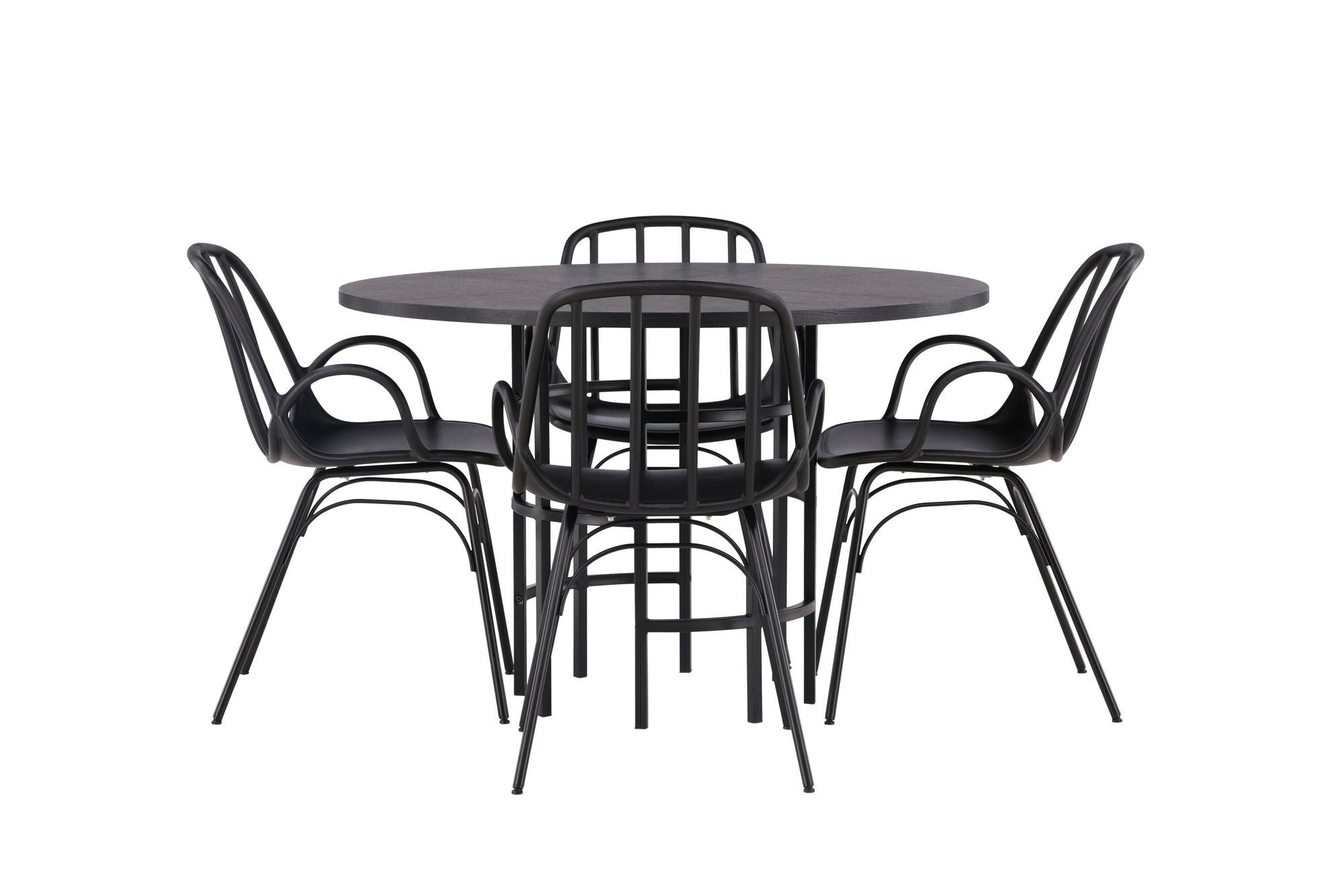 Venture Home Copenhagen spisebord - Black / Black Veneer +Dyrön Spisebordsstol - Black Polypropylene _4