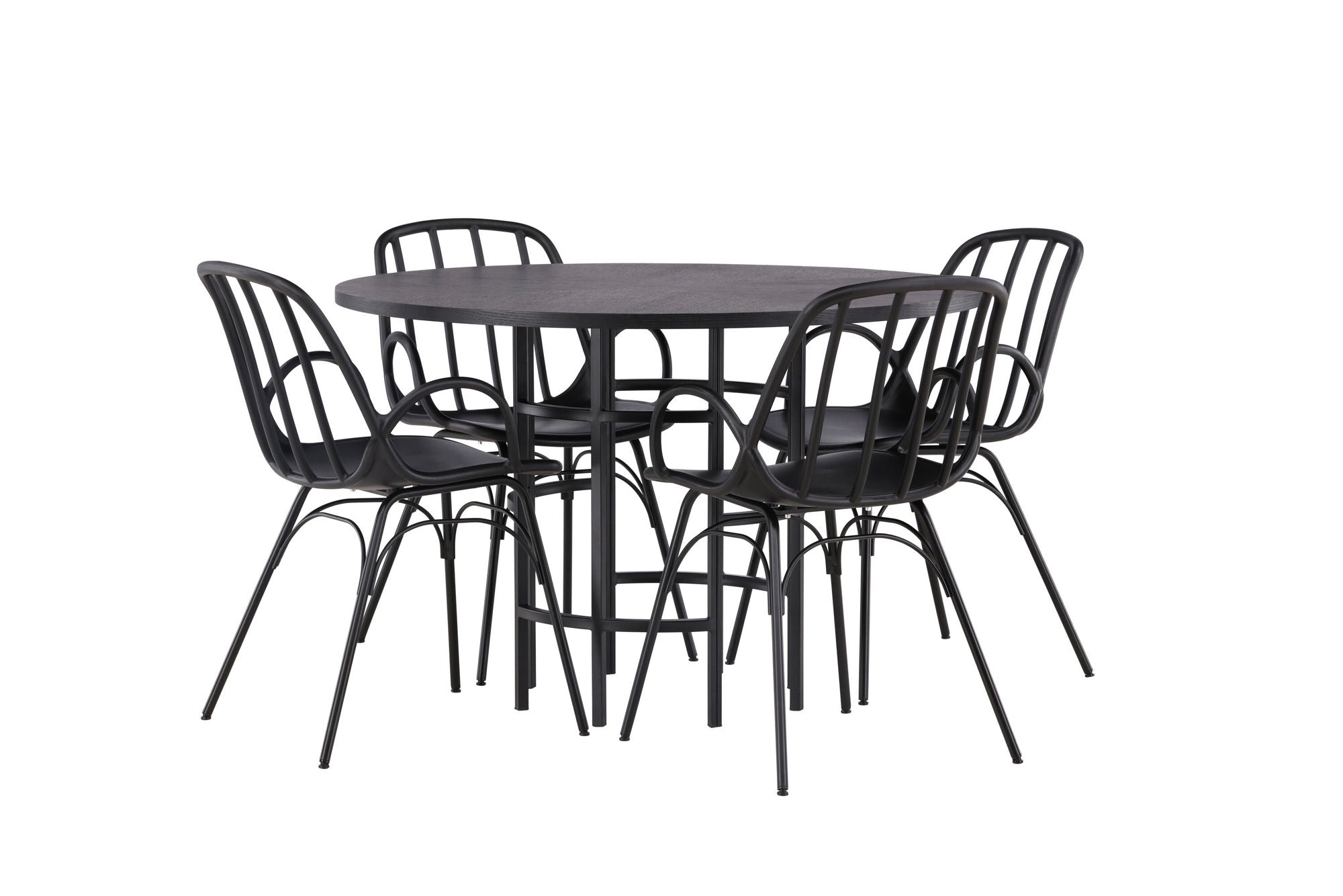 Venture Home Copenhagen spisebord - Black / Black Veneer +Dyrön Spisebordsstol - Black Polypropylene _4