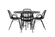 Venture Home Copenhagen spisebord - Black / Black Veneer +Dyrön Spisebordsstol - Black Polypropylene _4
