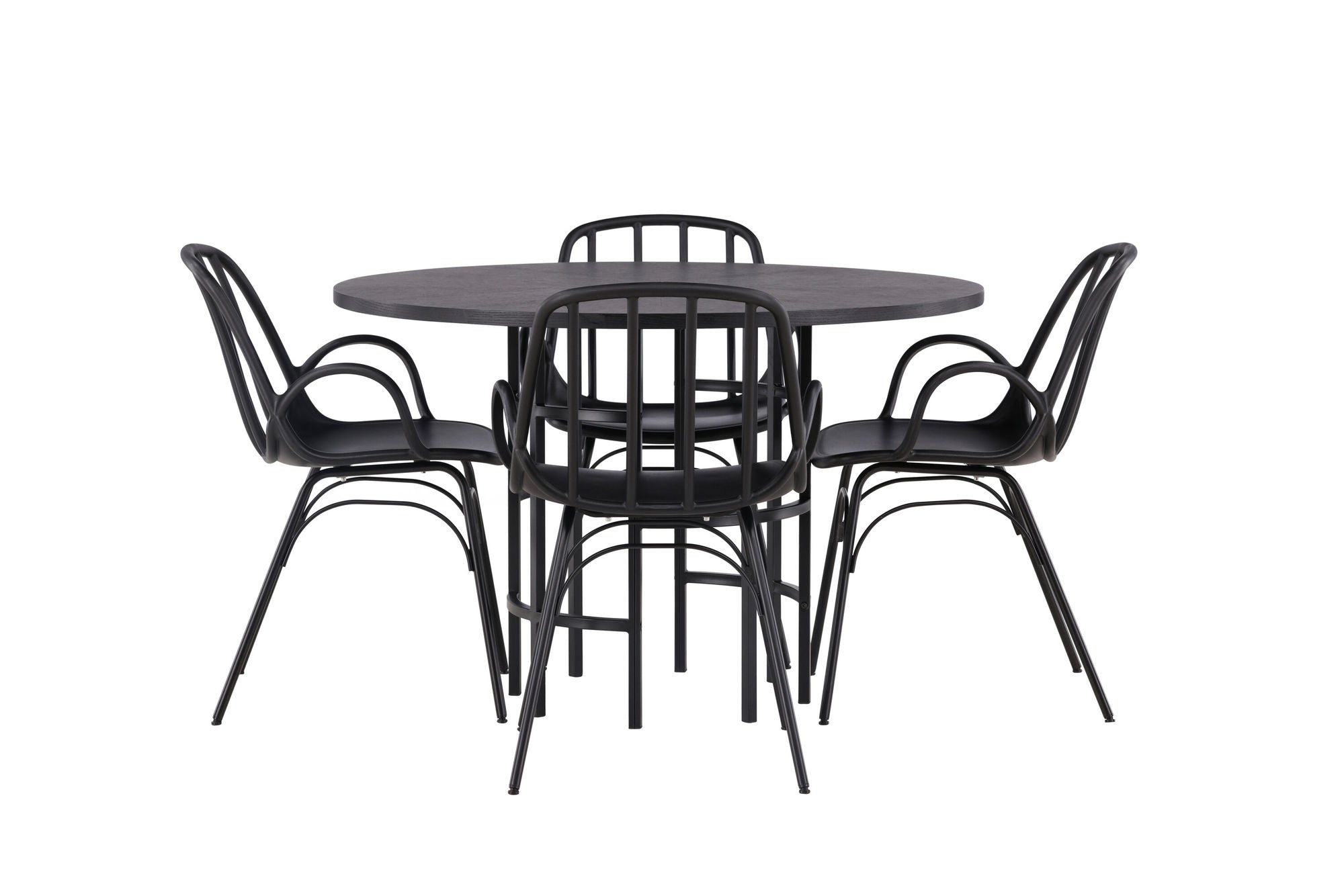 Venture Home Copenhagen spisebord - Black / Black Veneer +Dyrön Spisebordsstol - Black Polypropylene _4