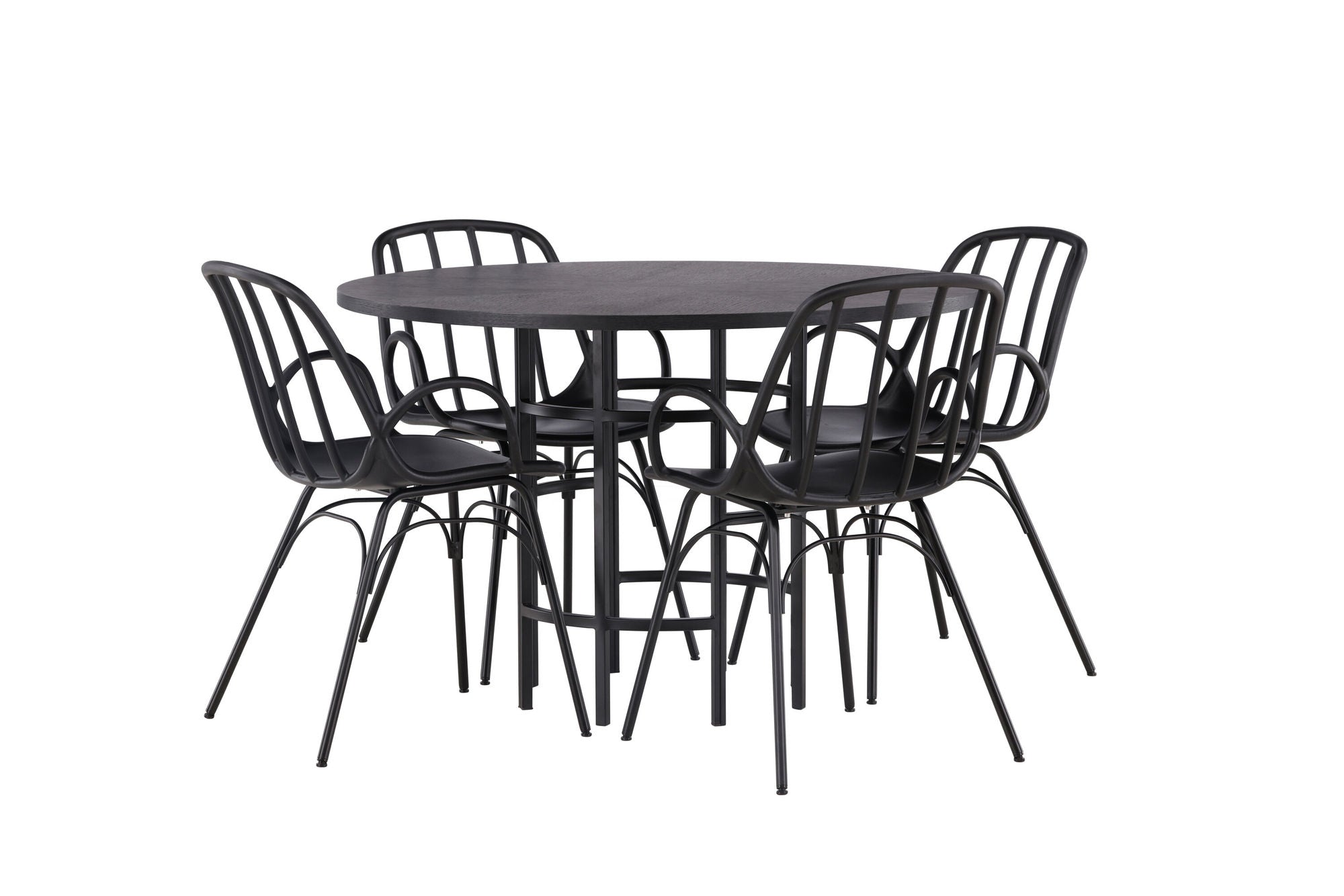 Venture Home Copenhagen spisebord - Black / Black Veneer +Dyrön Spisebordsstol - Black Polypropylene _4