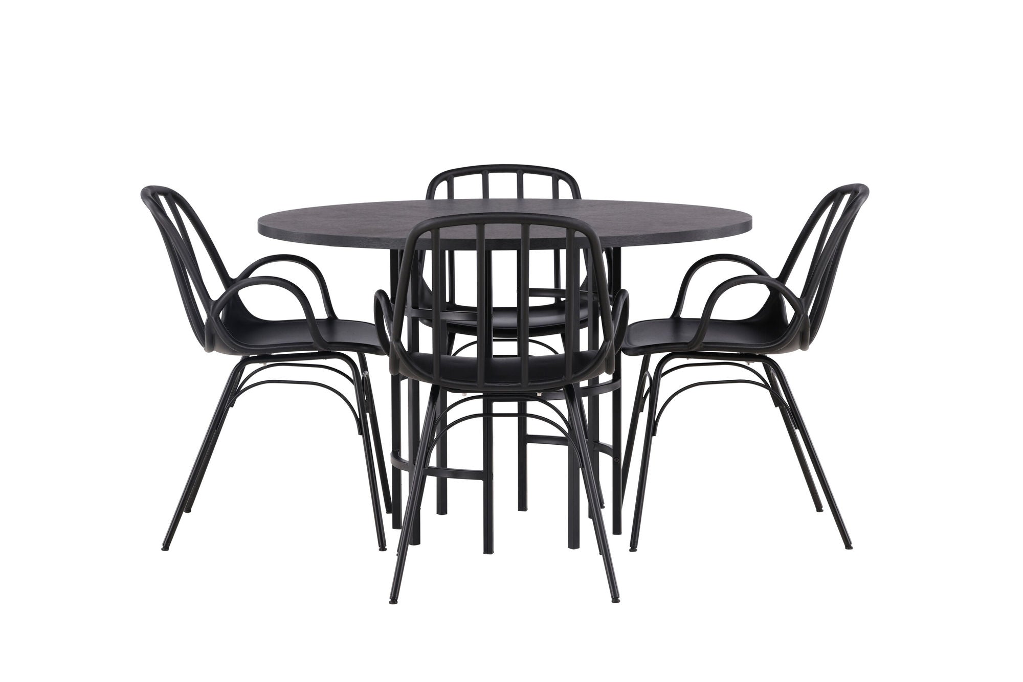 Venture Home Copenhagen spisebord - Black / Black Veneer +Dyrön Spisebordsstol - Black Polypropylene _4