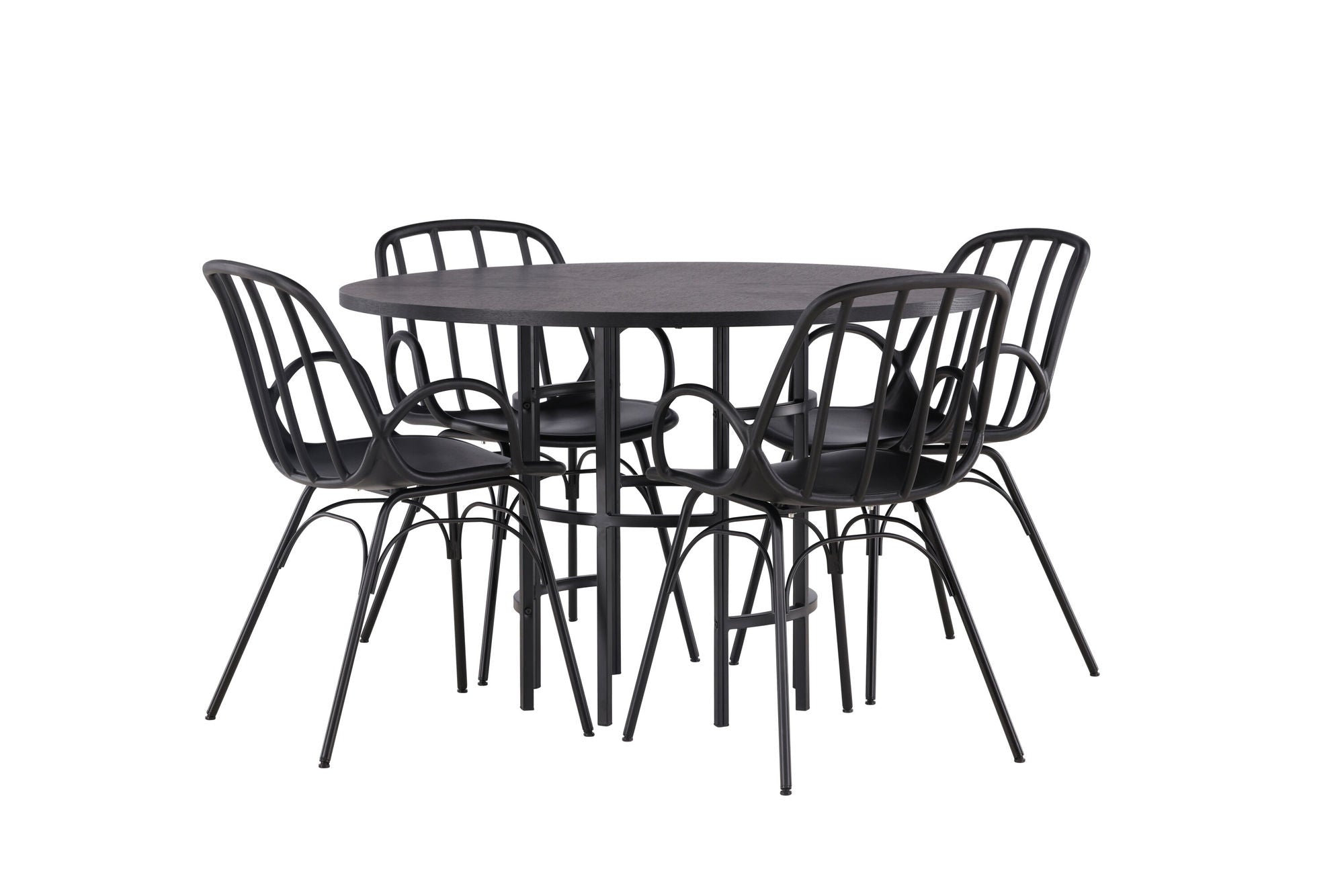Venture Home Copenhagen spisebord - Black / Black Veneer +Dyrön Spisebordsstol - Black Polypropylene _4