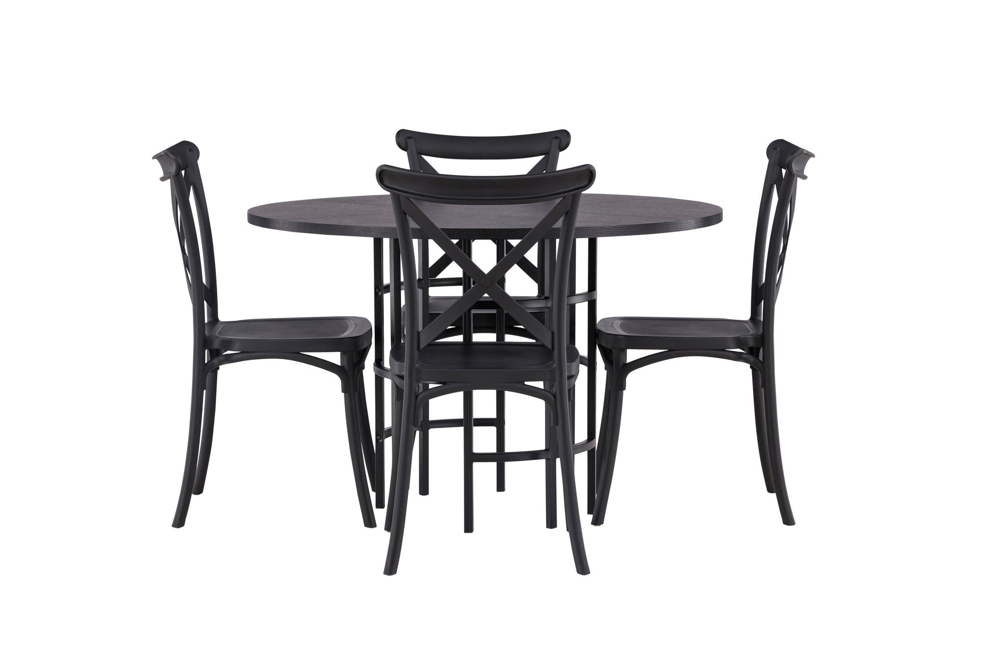 Venture Home Copenhagen spisebord - Black / Black Veneer +Crosett Spisebordsstol - Matte Black / Matte Black Plastic _4