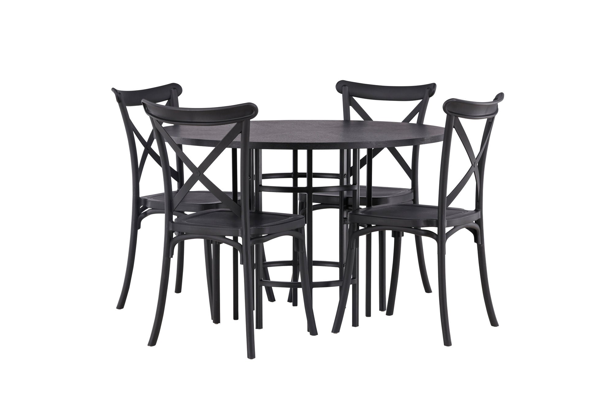 Venture Home Copenhagen spisebord - Black / Black Veneer +Crosett Spisebordsstol - Matte Black / Matte Black Plastic _4