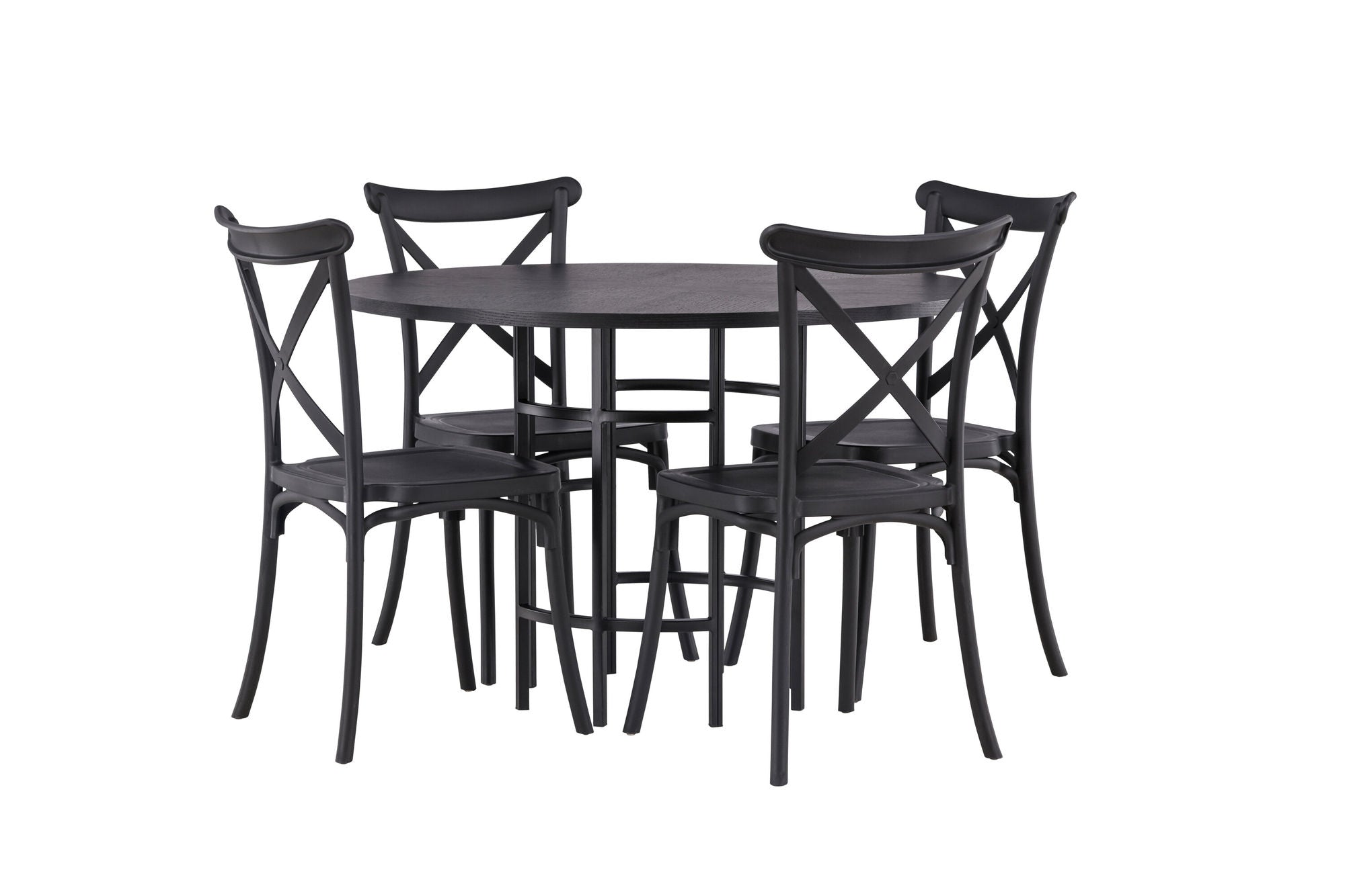 Venture Home Copenhagen spisebord - Black / Black Veneer +Crosett Spisebordsstol - Matte Black / Matte Black Plastic _4