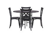Venture Home Copenhagen spisebord - Black / Black Veneer +Crosett Spisebordsstol - Matte Black / Matte Black Plastic _4