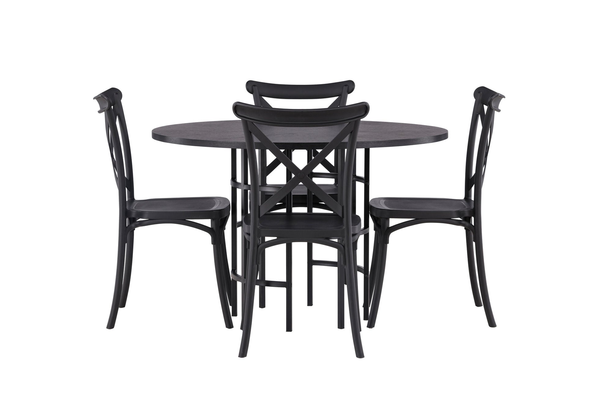 Venture Home Copenhagen spisebord - Black / Black Veneer +Crosett Spisebordsstol - Matte Black / Matte Black Plastic _4