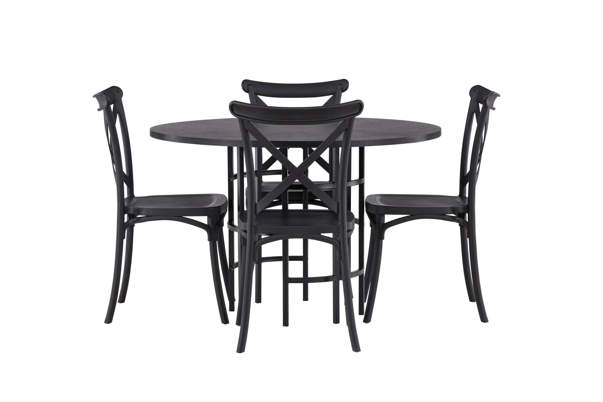 Venture Home Copenhagen spisebord - Black / Black Veneer +Crosett Spisebordsstol - Matte Black / Matte Black Plastic _4