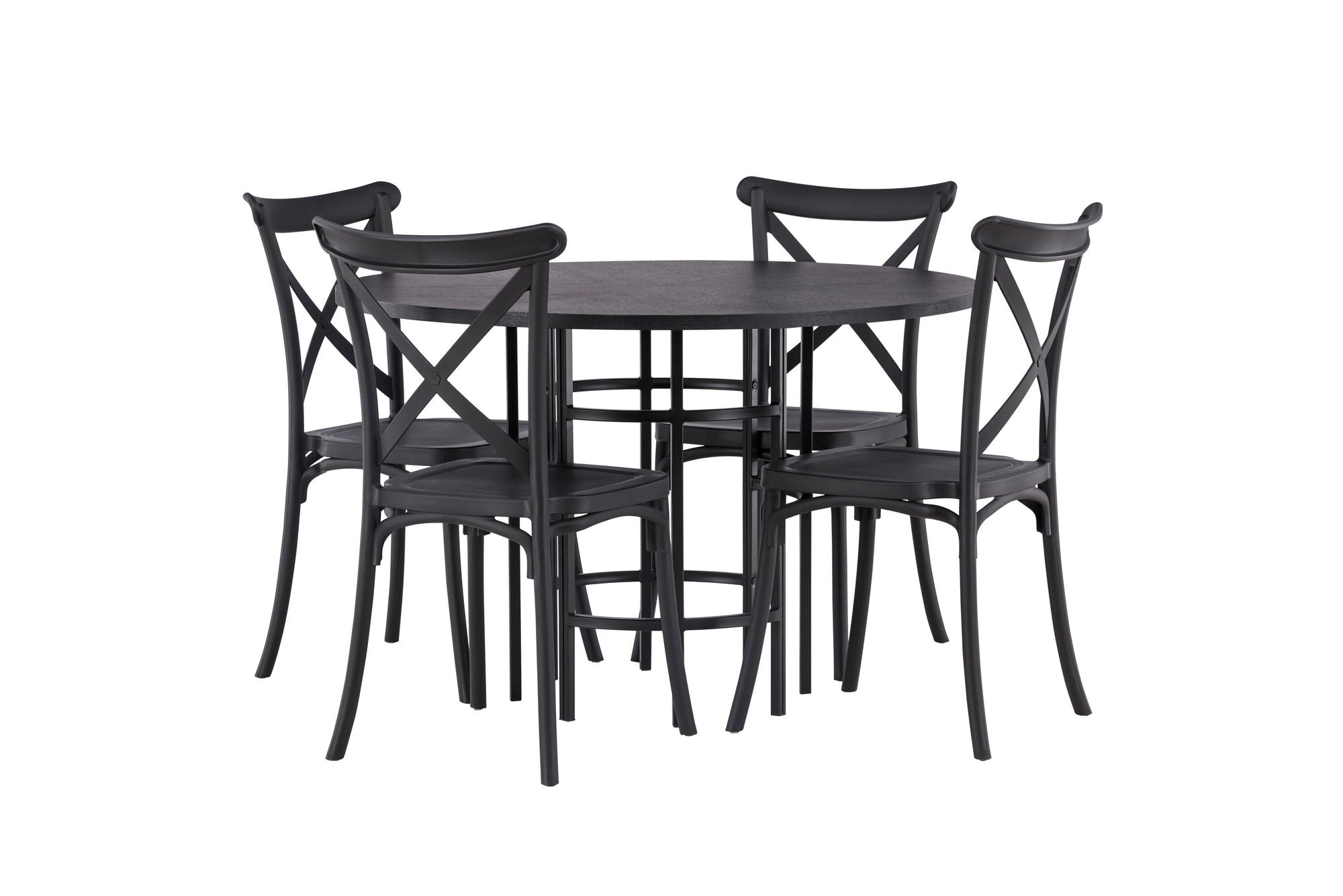 Venture Home Copenhagen spisebord - Black / Black Veneer +Crosett Spisebordsstol - Matte Black / Matte Black Plastic _4