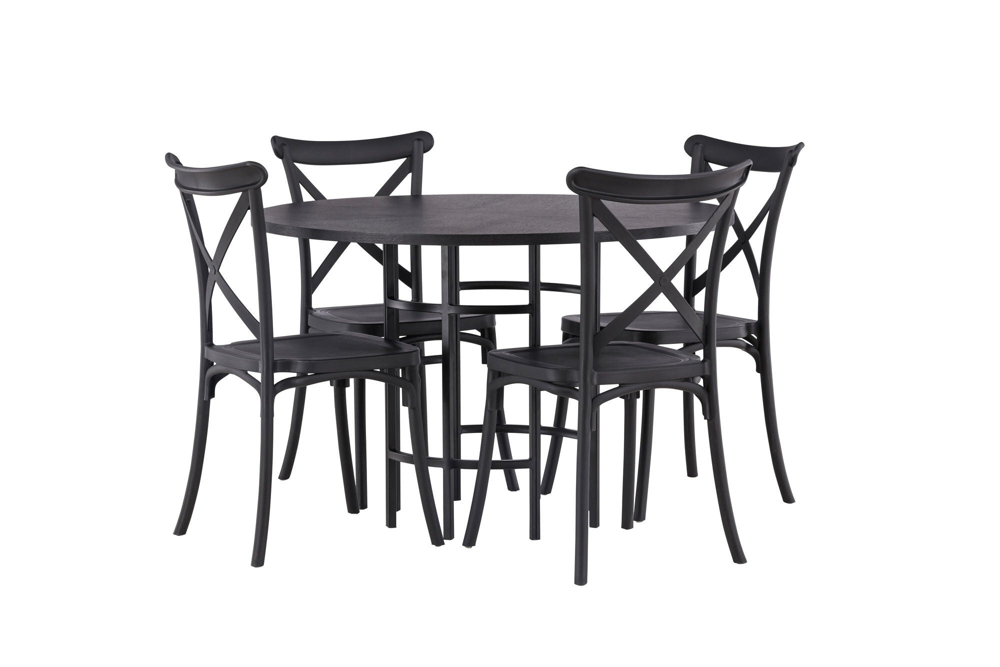 Venture Home Copenhagen spisebord - Black / Black Veneer +Crosett Spisebordsstol - Matte Black / Matte Black Plastic _4