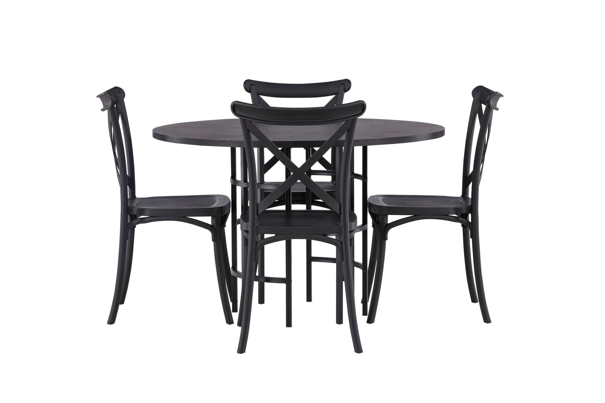 Venture Home Copenhagen spisebord - Black / Black Veneer +Crosett Spisebordsstol - Matte Black / Matte Black Plastic _4