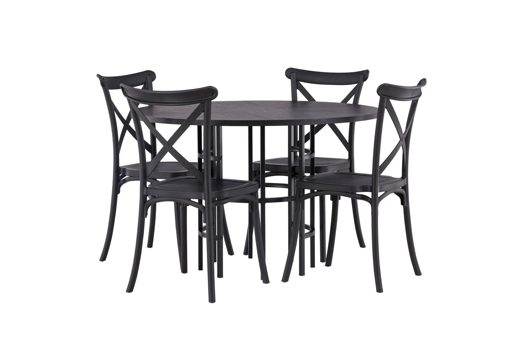 Venture Home Copenhagen spisebord - Black / Black Veneer +Crosett Spisebordsstol - Matte Black / Matte Black Plastic _4