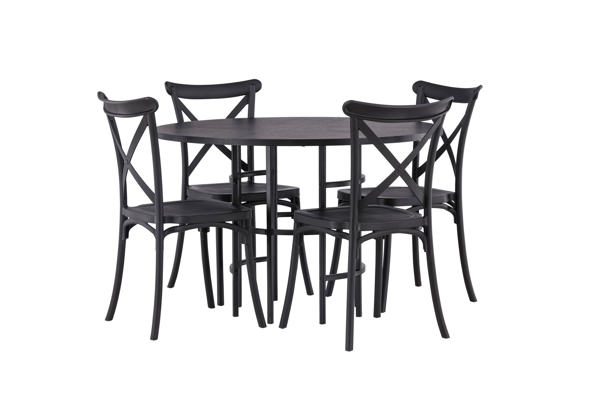 Venture Home Copenhagen spisebord - Black / Black Veneer +Crosett Spisebordsstol - Matte Black / Matte Black Plastic _4