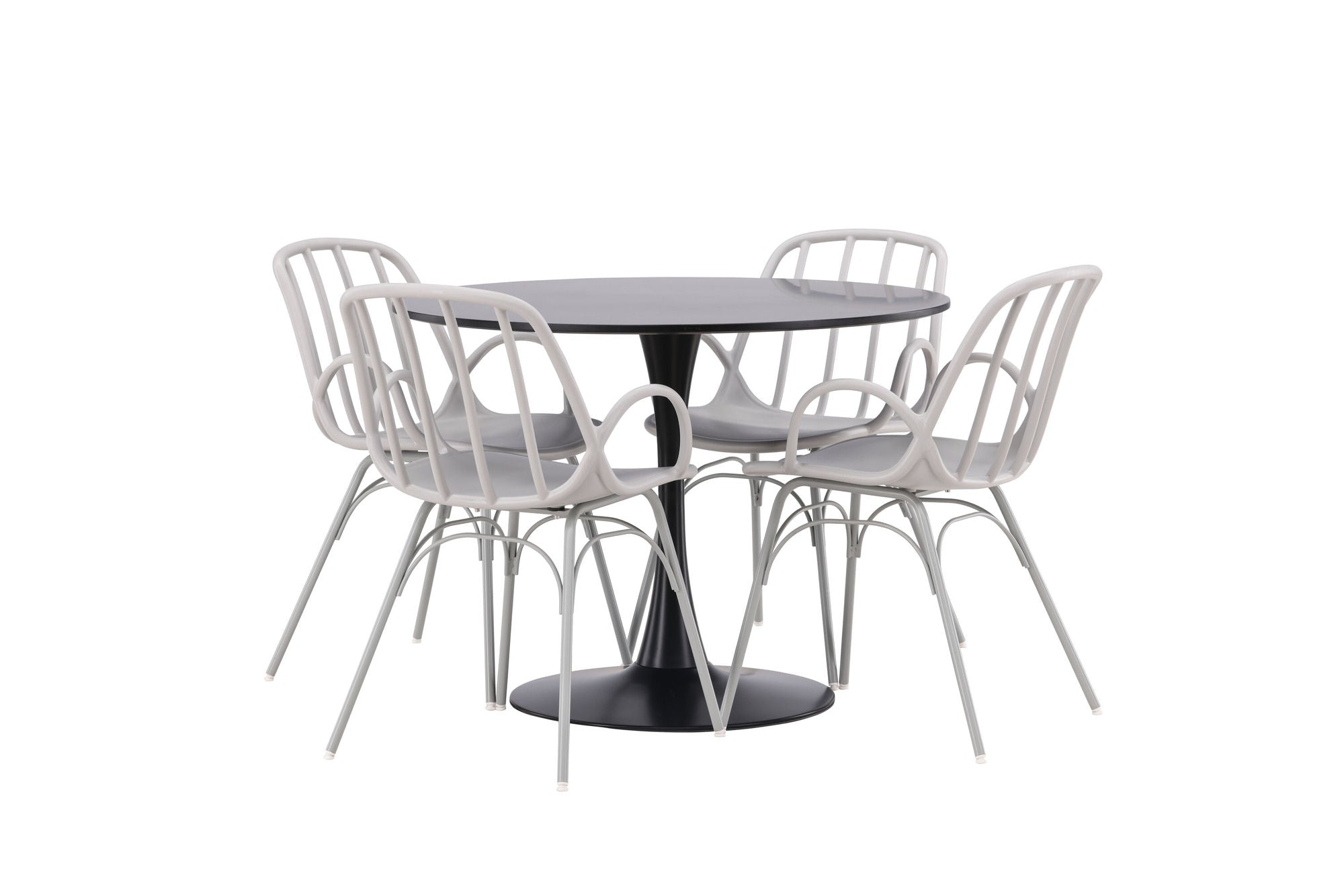 Venture Home Glade spisebord - Black / Black MDF +Dyrön Spisebordsstol - Greige Polypropylene _4