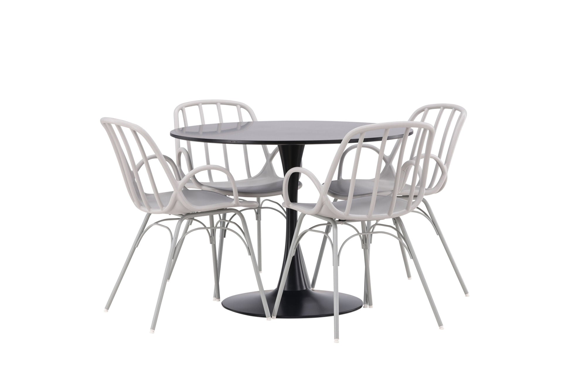 Venture Home Glade spisebord - Black / Black MDF +Dyrön Spisebordsstol - Greige Polypropylene _4