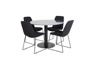 Venture Home Estelle rund spisebord ø106 H75 - Black / Black+Muce Spisebordsstol - Black Legs - Black Fabric_4