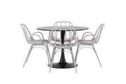 Venture Home Glade spisebord - Black / Black MDF +Dyrön Spisebordsstol - Greige Polypropylene _4