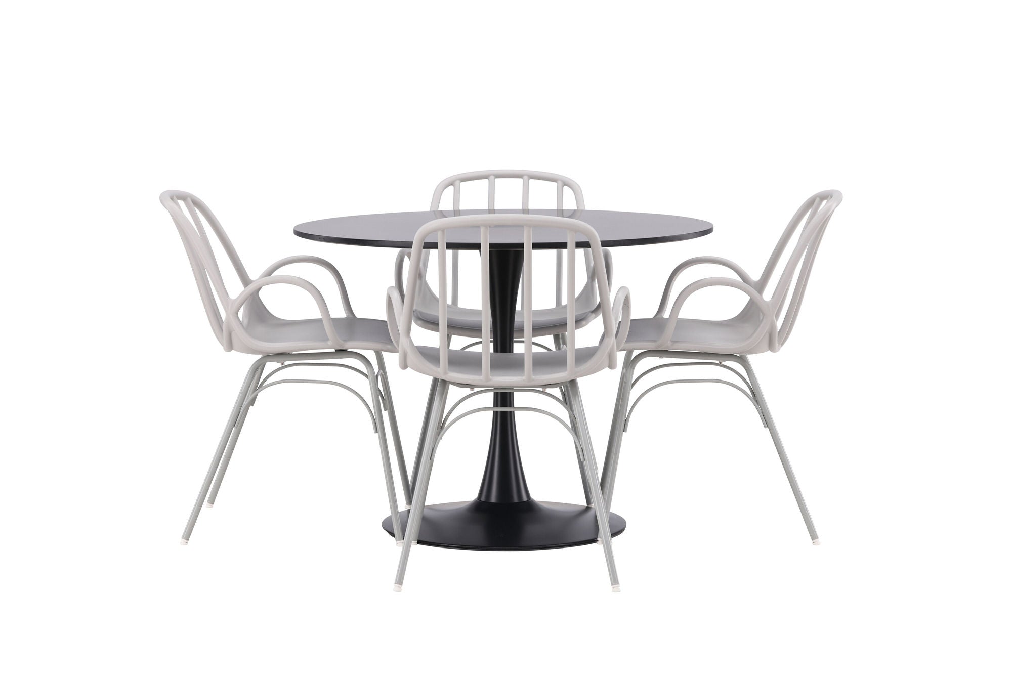 Venture Home Glade spisebord - Black / Black MDF +Dyrön Spisebordsstol - Greige Polypropylene _4