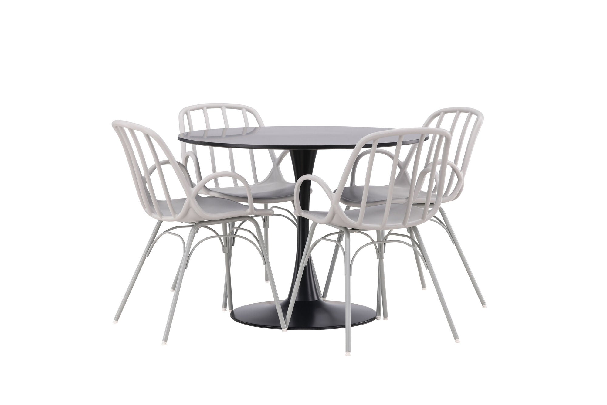 Venture Home Glade spisebord - Black / Black MDF +Dyrön Spisebordsstol - Greige Polypropylene _4