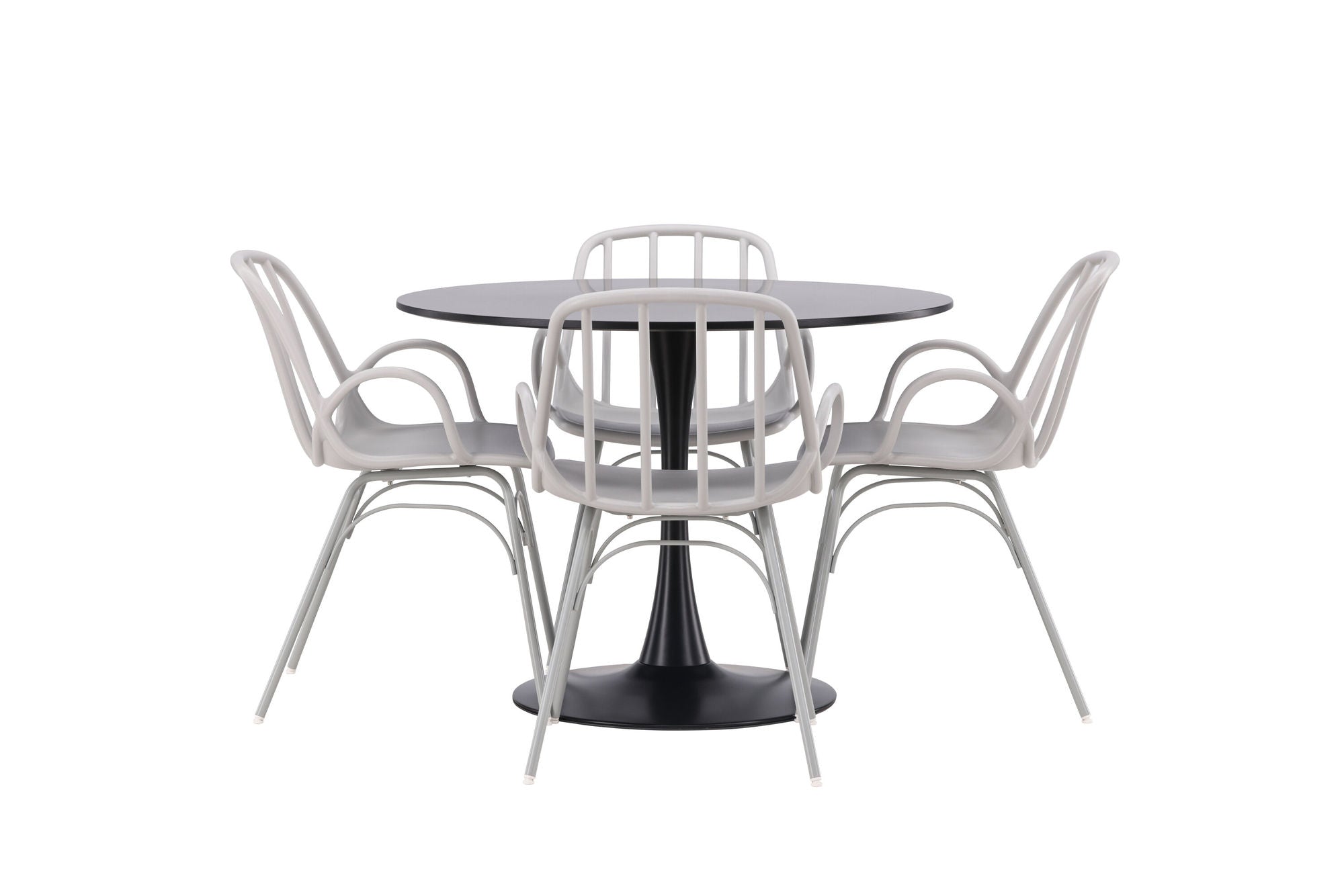 Venture Home Glade spisebord - Black / Black MDF +Dyrön Spisebordsstol - Greige Polypropylene _4