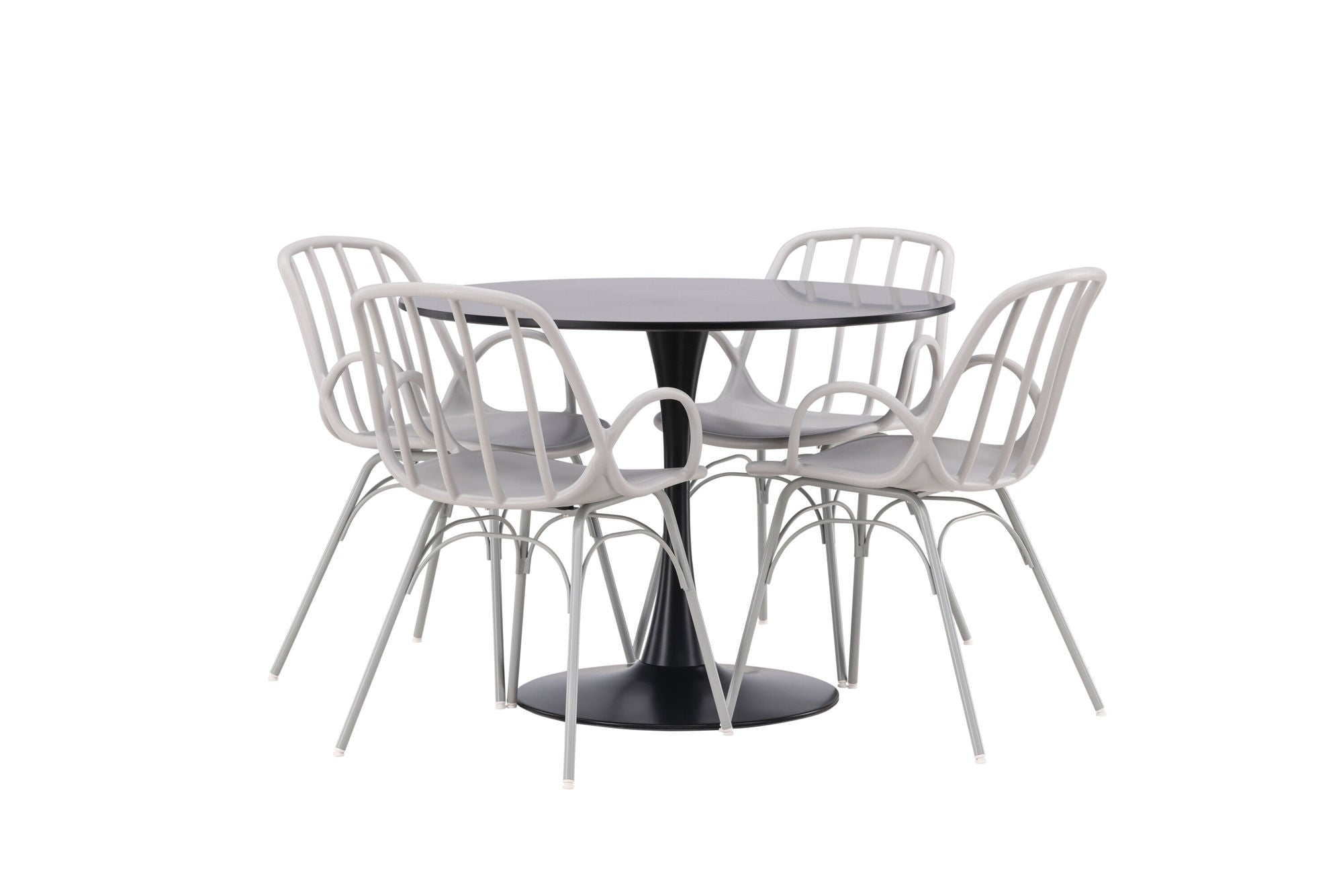 Venture Home Glade spisebord - Black / Black MDF +Dyrön Spisebordsstol - Greige Polypropylene _4