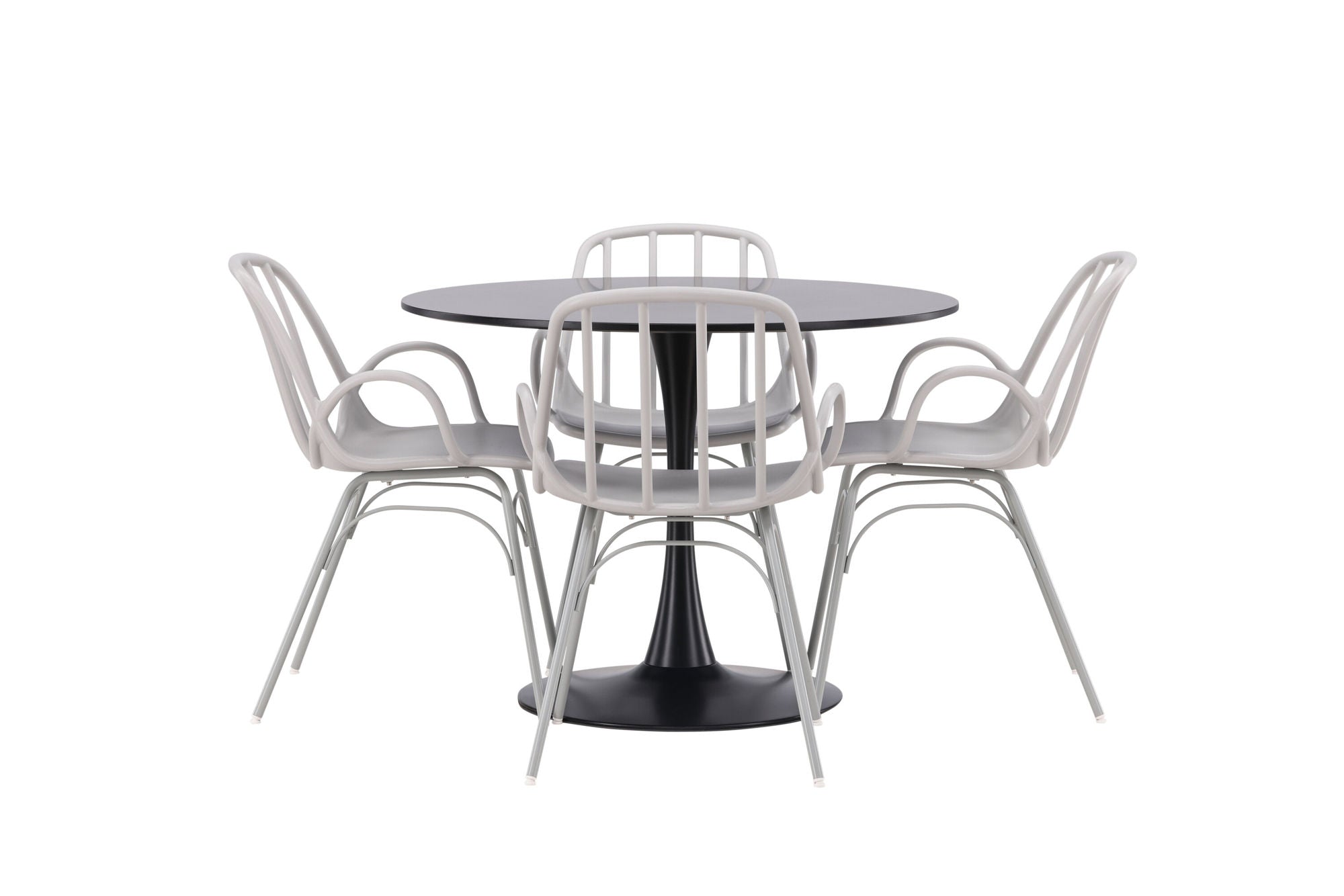 Venture Home Glade spisebord - Black / Black MDF +Dyrön Spisebordsstol - Greige Polypropylene _4