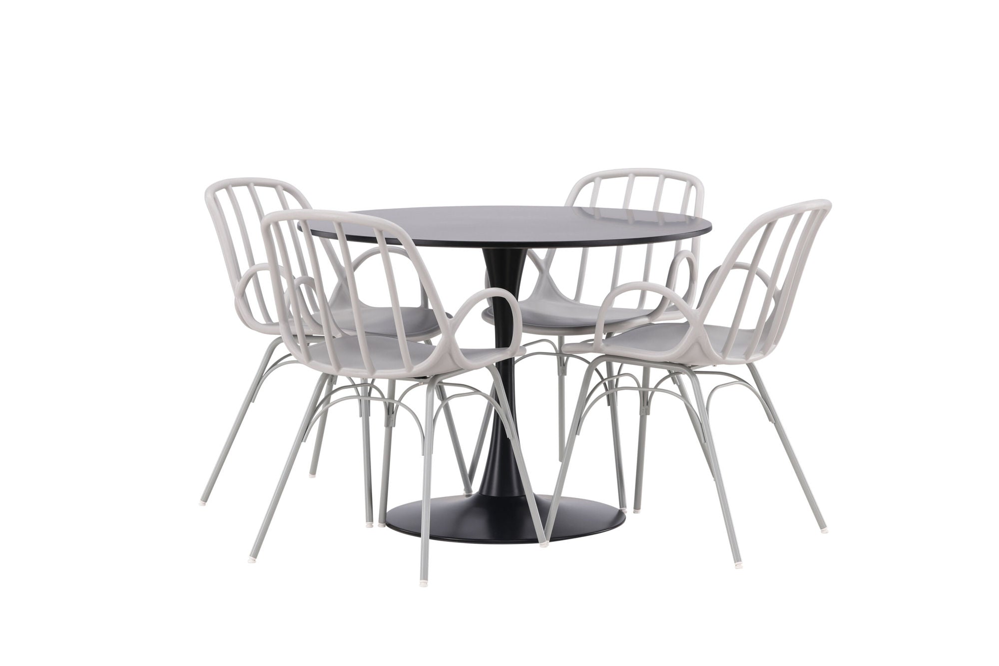 Venture Home Glade spisebord - Black / Black MDF +Dyrön Spisebordsstol - Greige Polypropylene _4