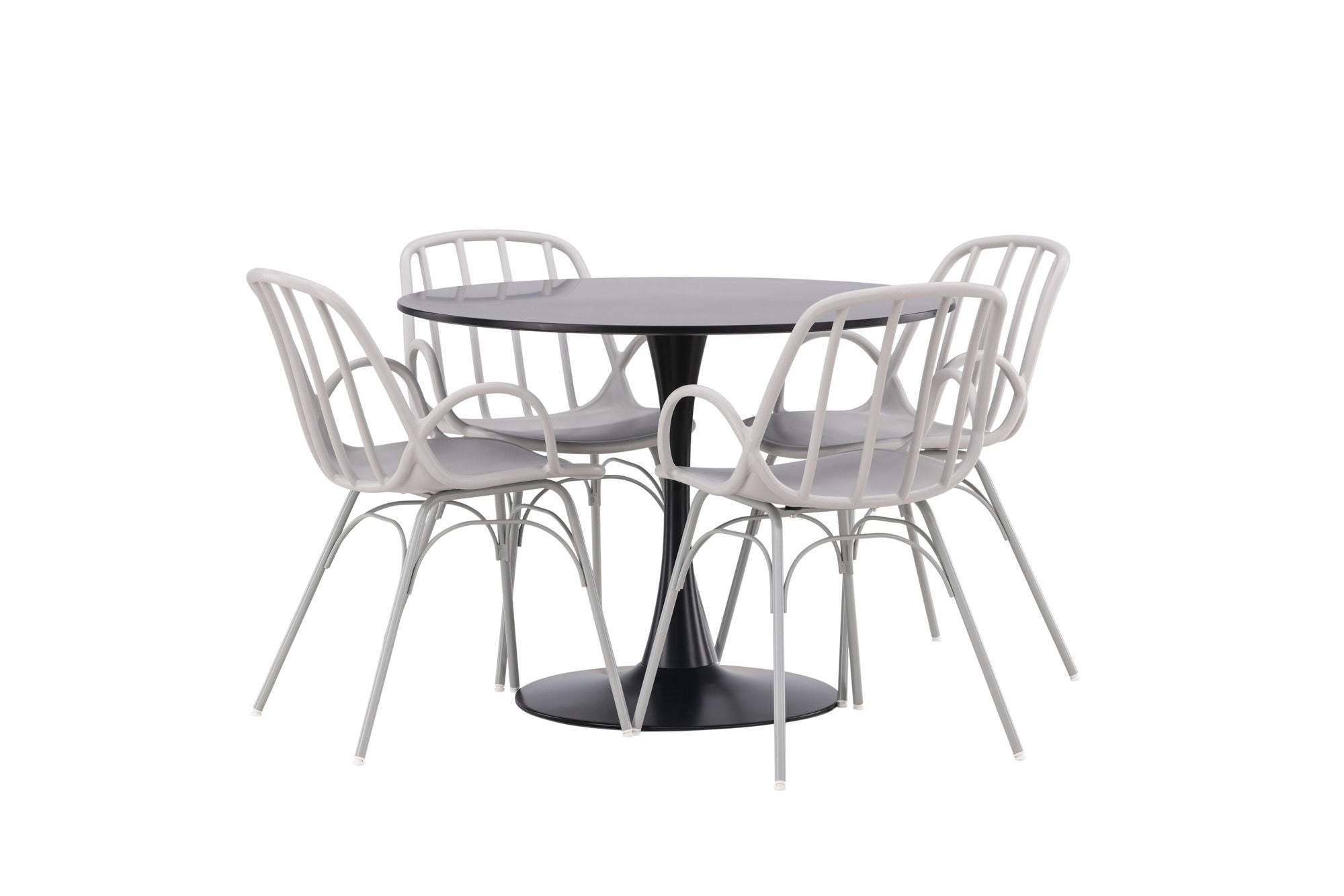 Venture Home Glade spisebord - Black / Black MDF +Dyrön Spisebordsstol - Greige Polypropylene _4