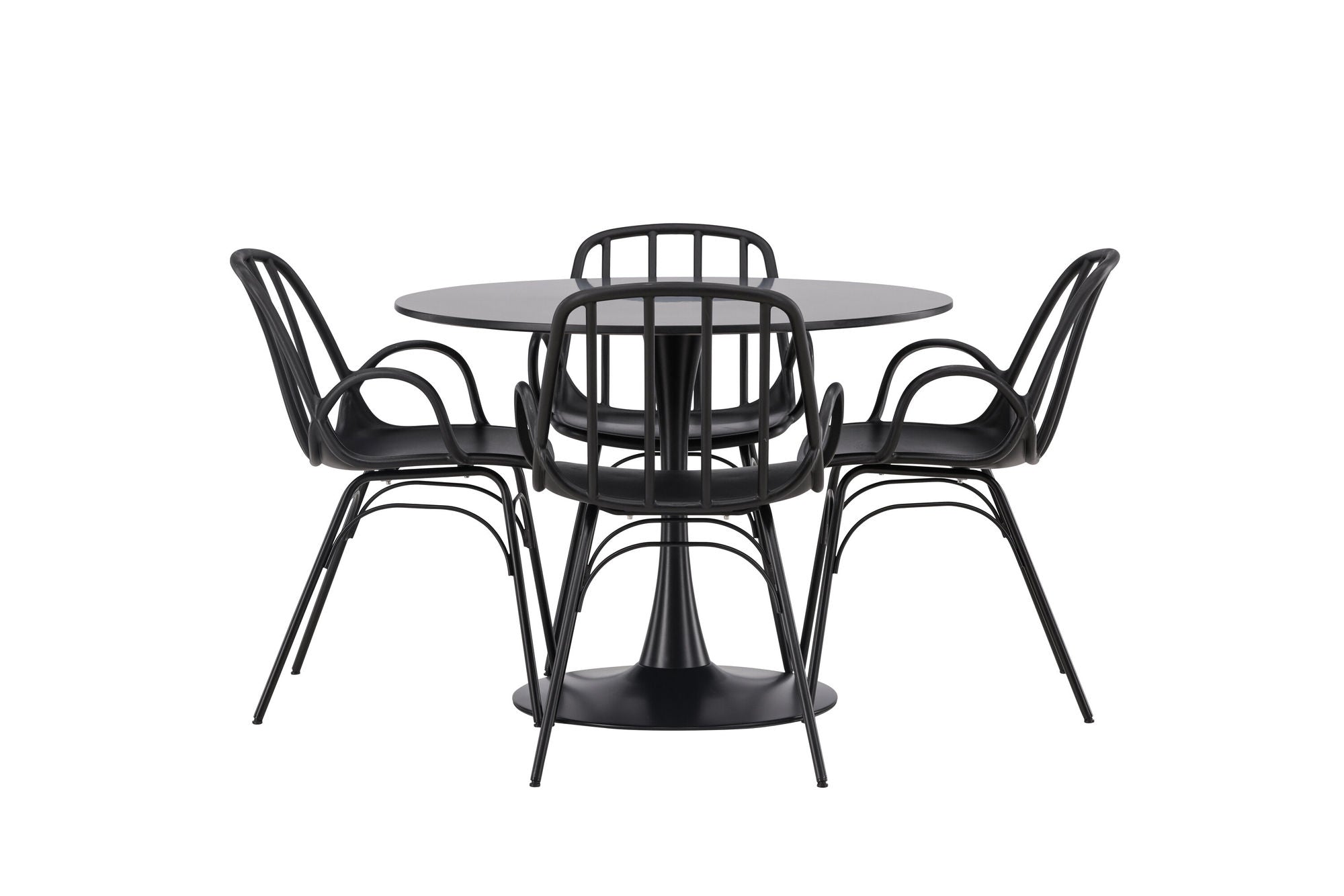 Venture Home Glade spisebord - Black / Black MDF +Dyrön Spisebordsstol - Black Polypropylene _4