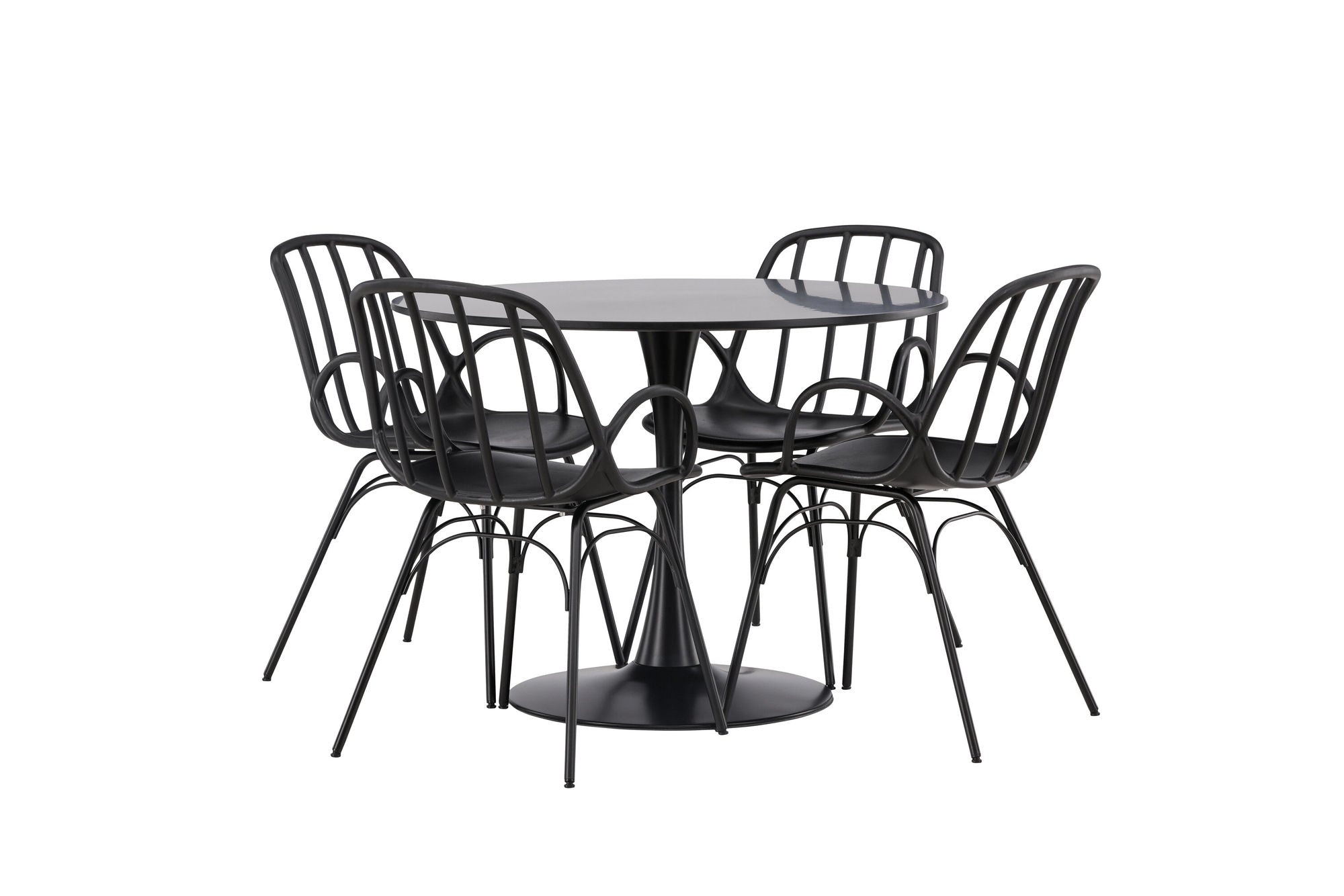 Venture Home Glade spisebord - Black / Black MDF +Dyrön Spisebordsstol - Black Polypropylene _4