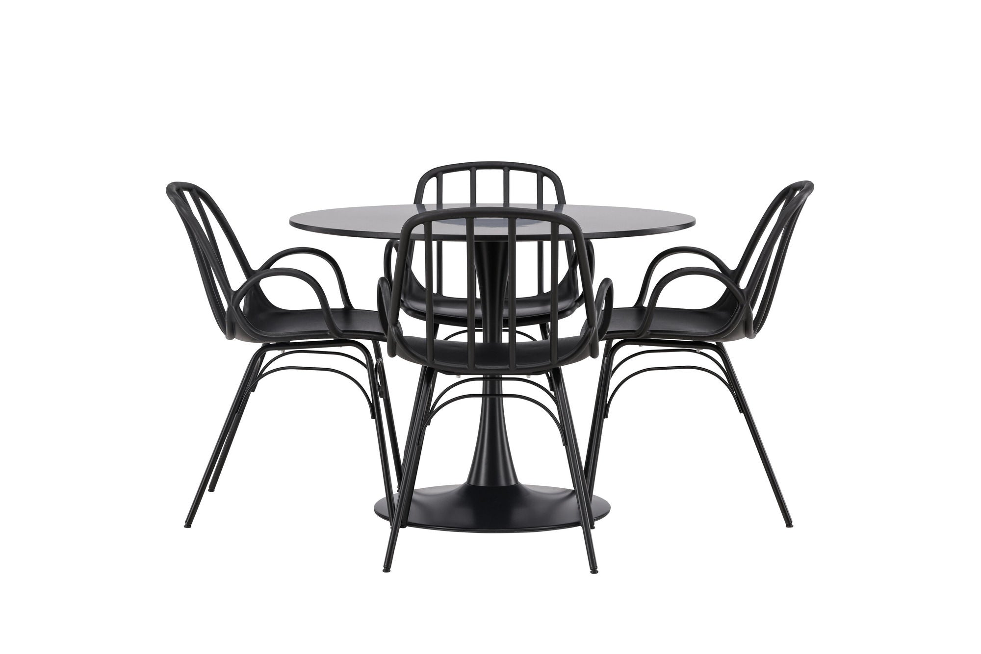 Venture Home Glade spisebord - Black / Black MDF +Dyrön Spisebordsstol - Black Polypropylene _4