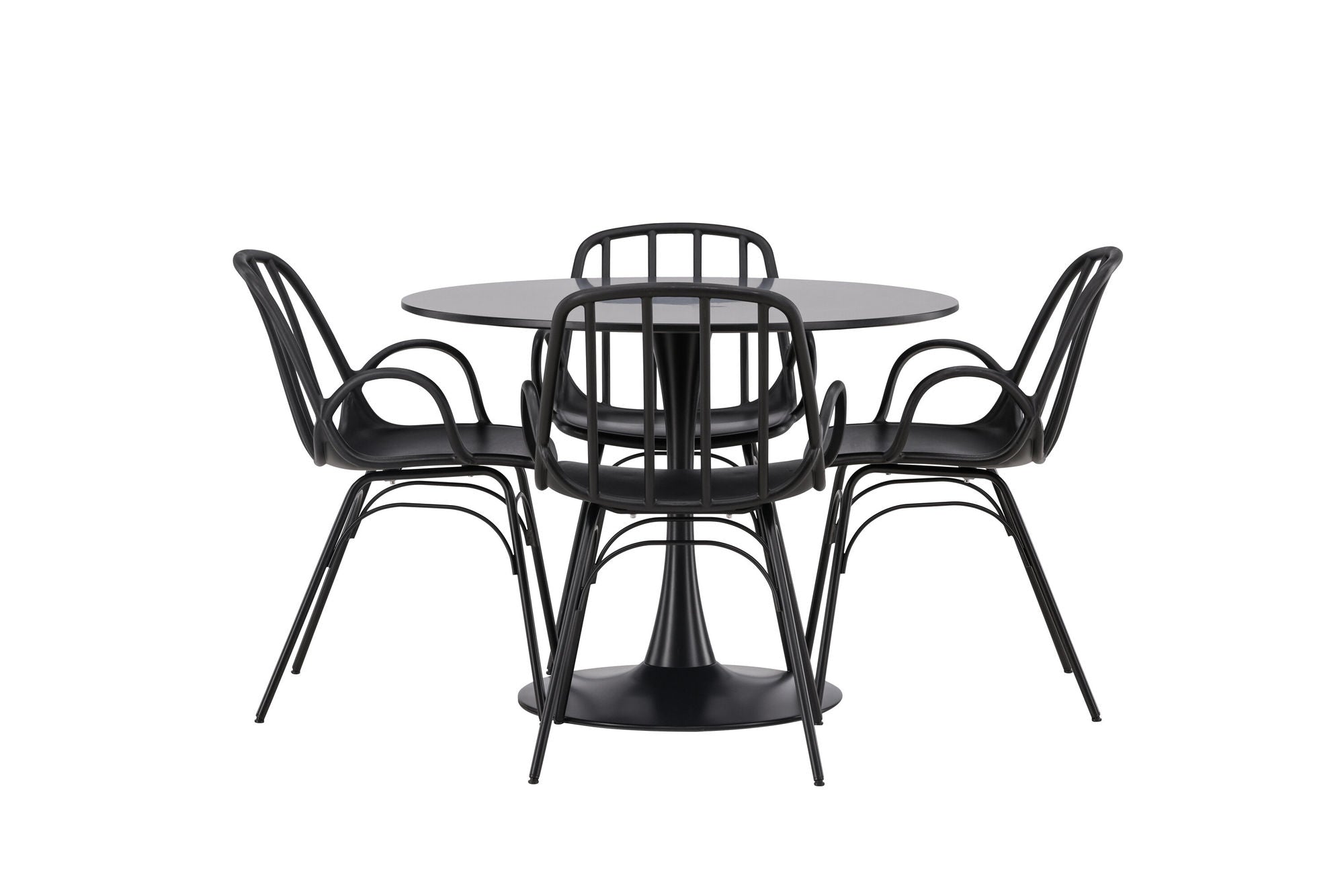 Venture Home Glade spisebord - Black / Black MDF +Dyrön Spisebordsstol - Black Polypropylene _4