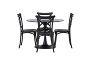 Venture Home Glade spisebord - Black / Black MDF +Crosett Spisebordsstol - Matte Black / Matte Black Plastic _4