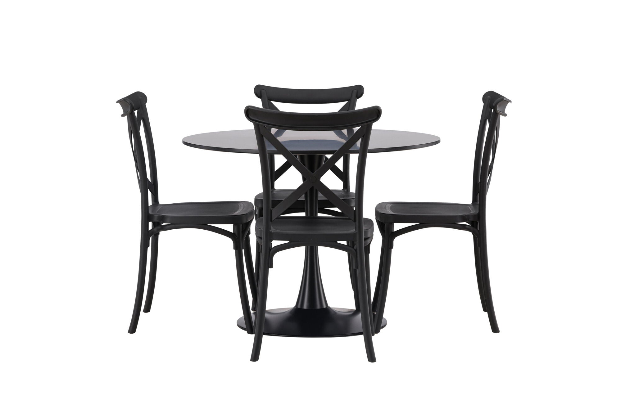 Venture Home Glade spisebord - Black / Black MDF +Crosett Spisebordsstol - Matte Black / Matte Black Plastic _4