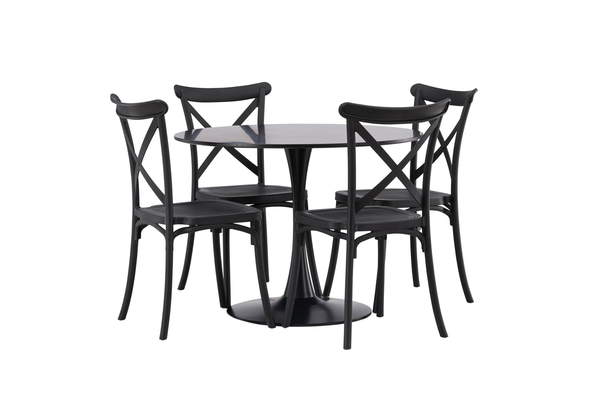 Venture Home Glade spisebord - Black / Black MDF +Crosett Spisebordsstol - Matte Black / Matte Black Plastic _4