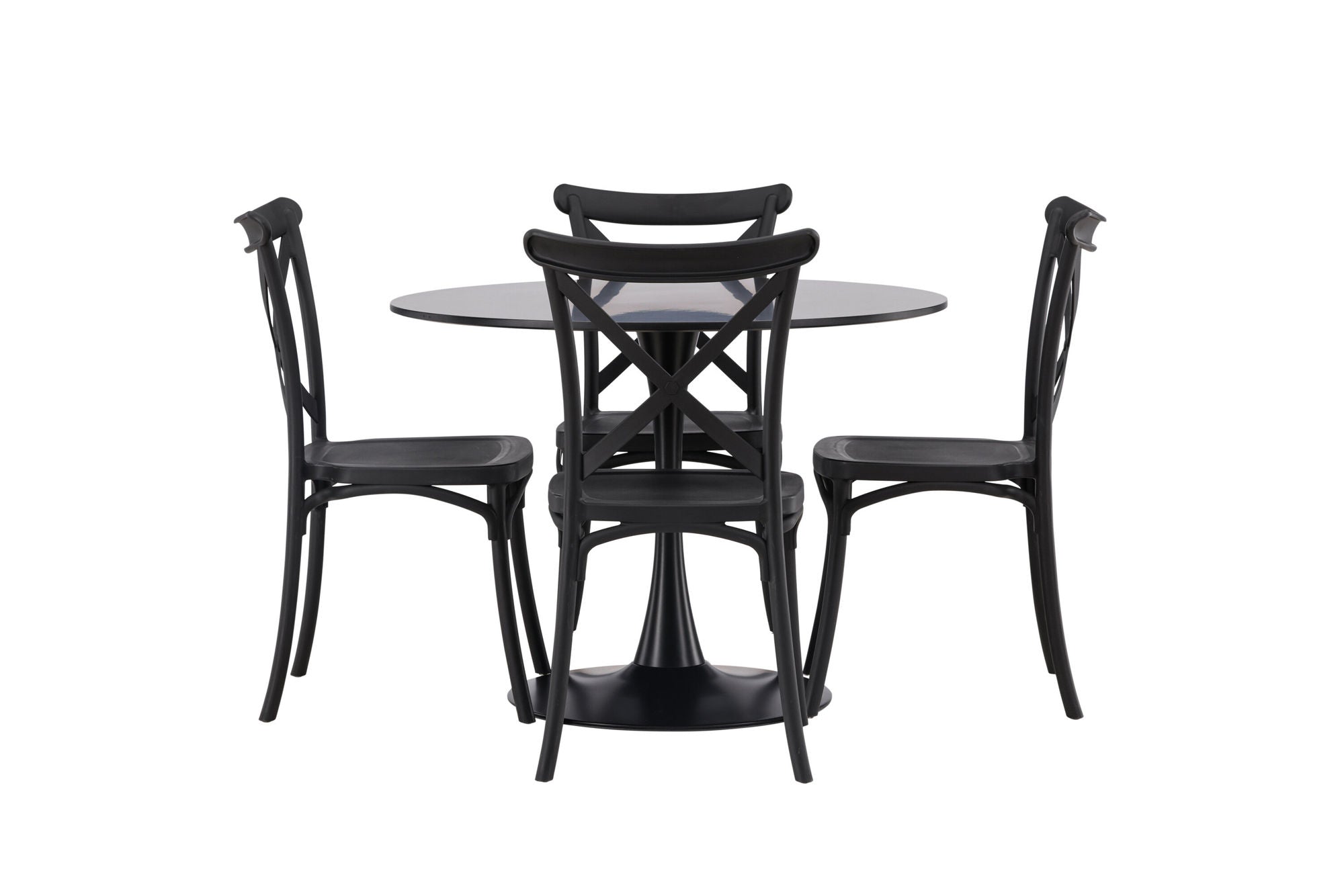 Venture Home Glade spisebord - Black / Black MDF +Crosett Spisebordsstol - Matte Black / Matte Black Plastic _4
