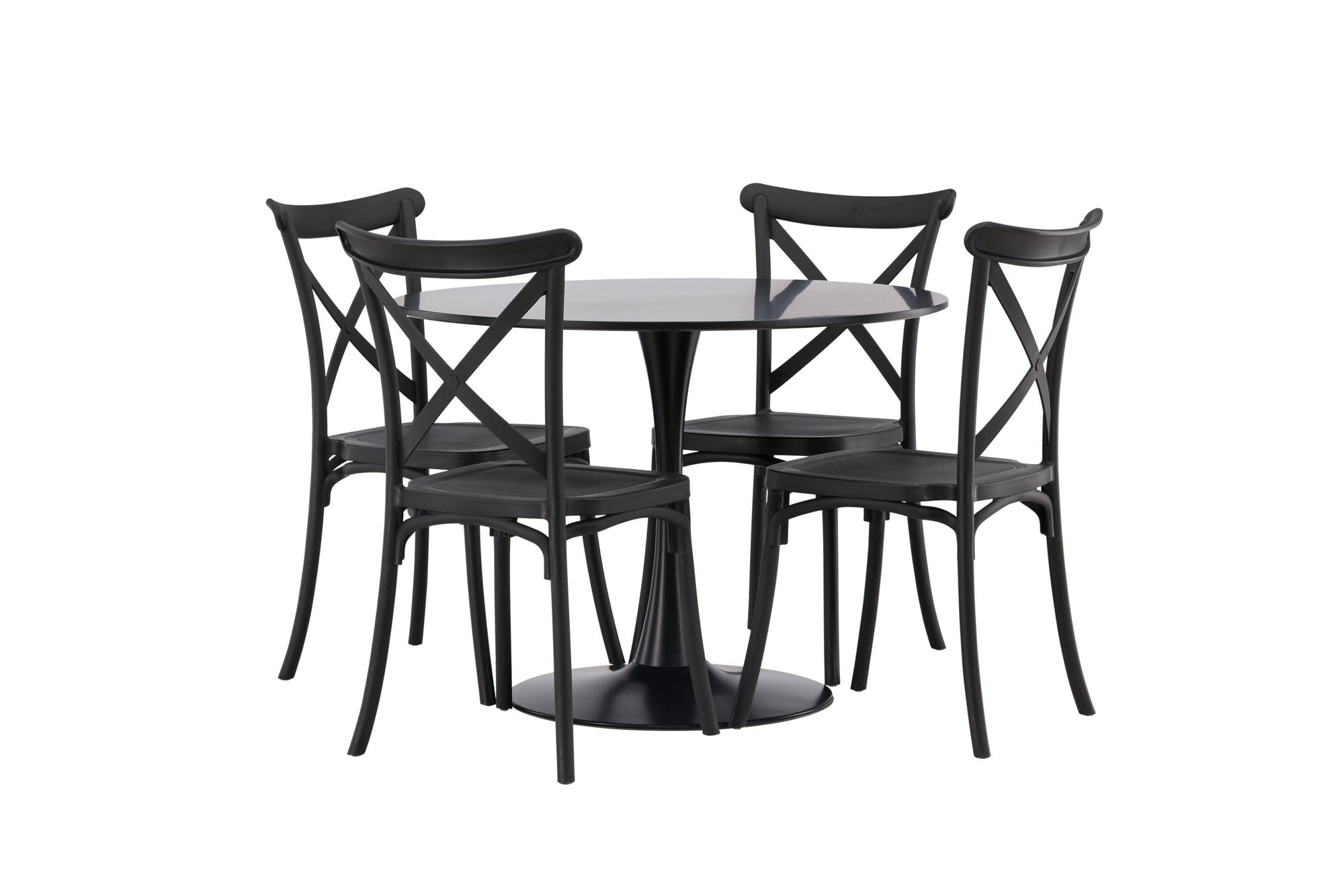 Venture Home Glade spisebord - Black / Black MDF +Crosett Spisebordsstol - Matte Black / Matte Black Plastic _4