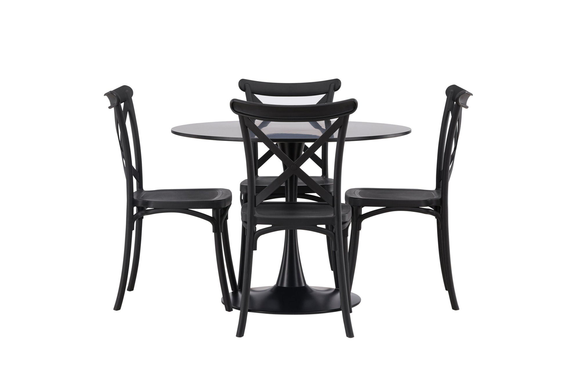Venture Home Glade spisebord - Black / Black MDF +Crosett Spisebordsstol - Matte Black / Matte Black Plastic _4