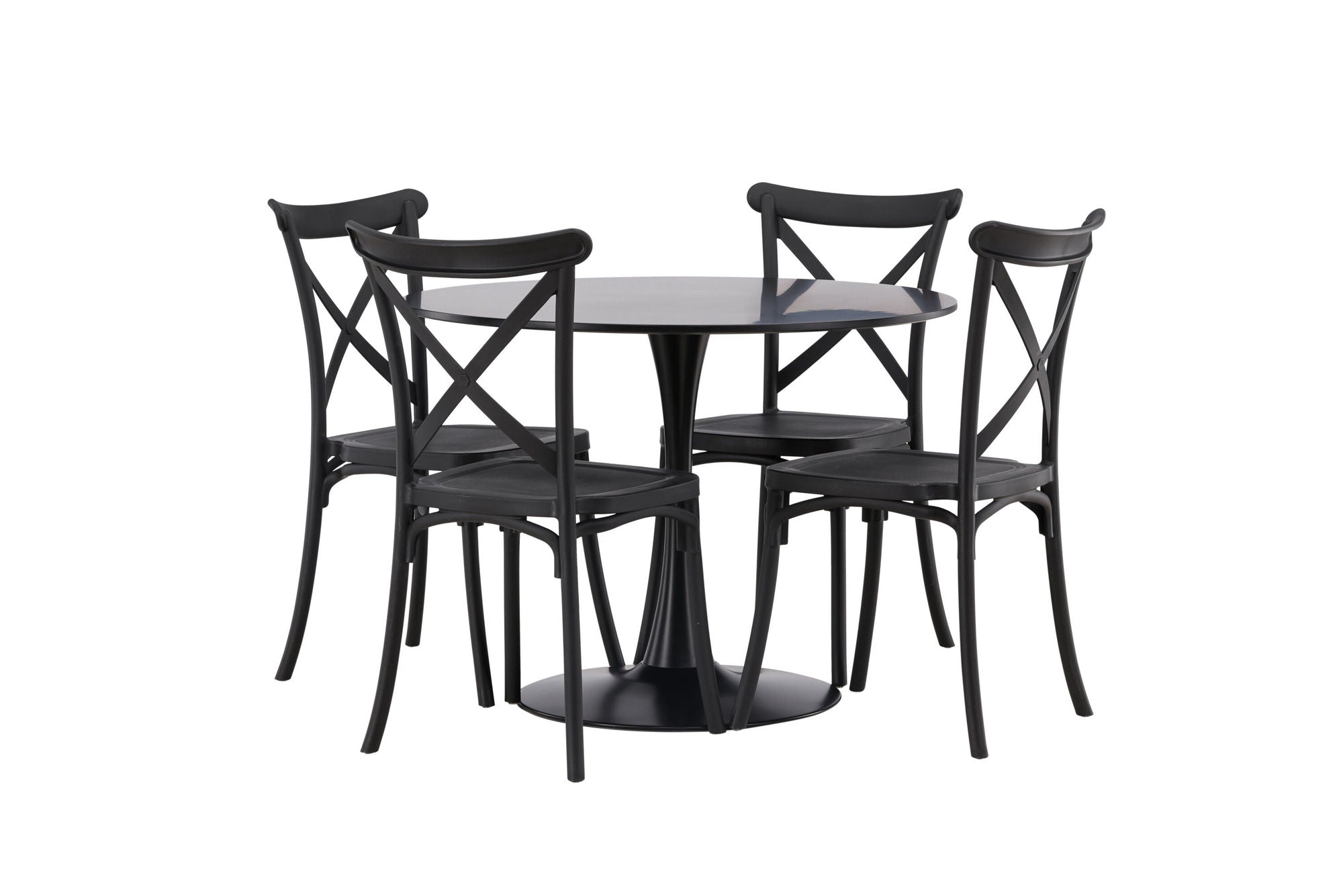 Venture Home Glade spisebord - Black / Black MDF +Crosett Spisebordsstol - Matte Black / Matte Black Plastic _4