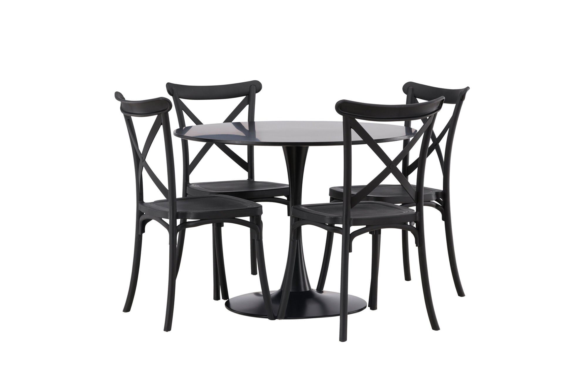 Venture Home Glade spisebord - Black / Black MDF +Crosett Spisebordsstol - Matte Black / Matte Black Plastic _4